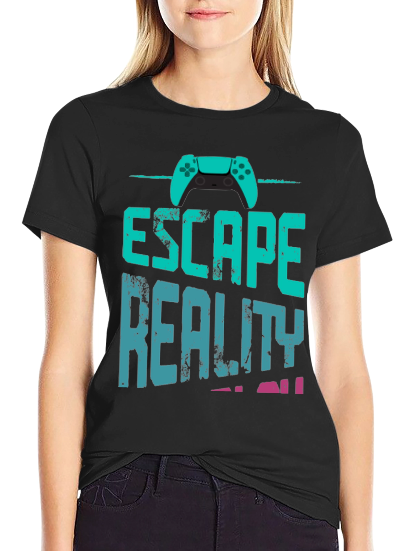 Escape Reality Gamer T-Shirt - Black Cotton Blend