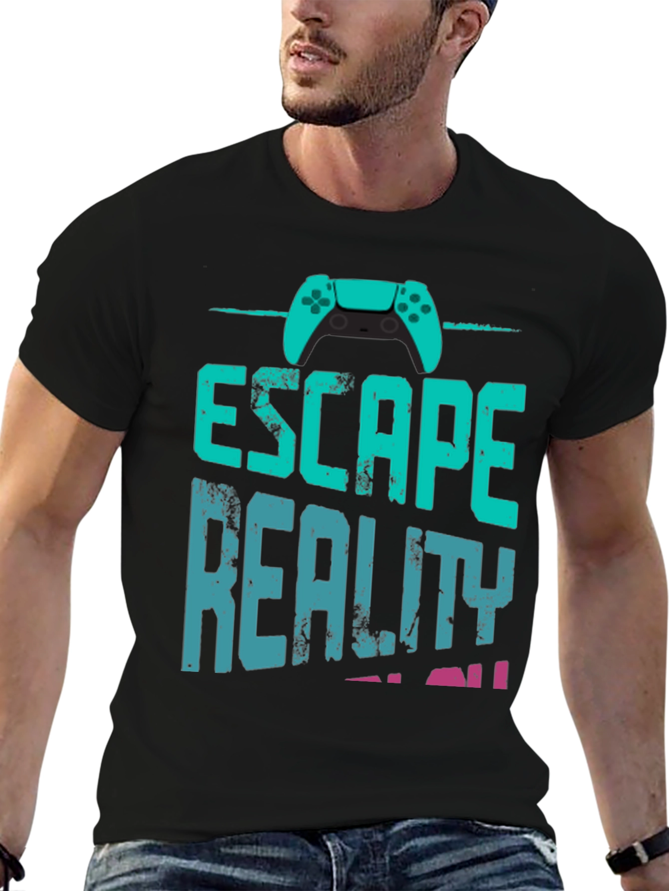 Escape Reality Gamer T-Shirt - Black Cotton Blend