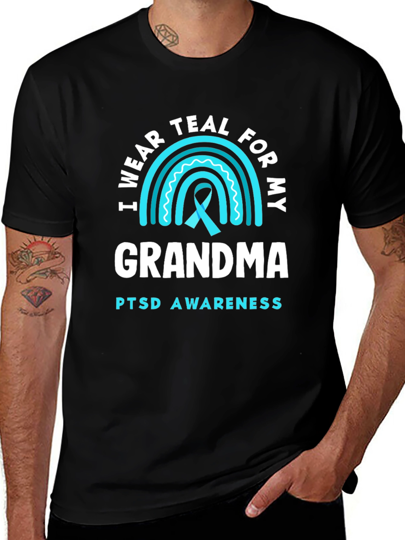 Teal PTSD Awareness T-Shirt - Grandma Support