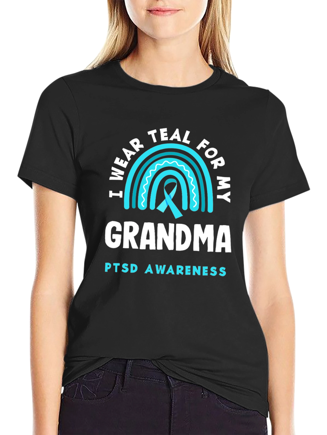 Teal PTSD Awareness T-Shirt - Grandma Support