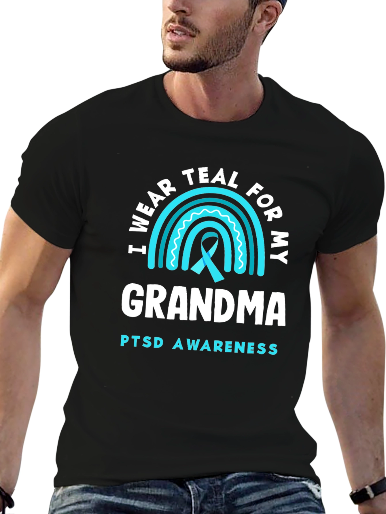 Teal PTSD Awareness T-Shirt - Grandma Support