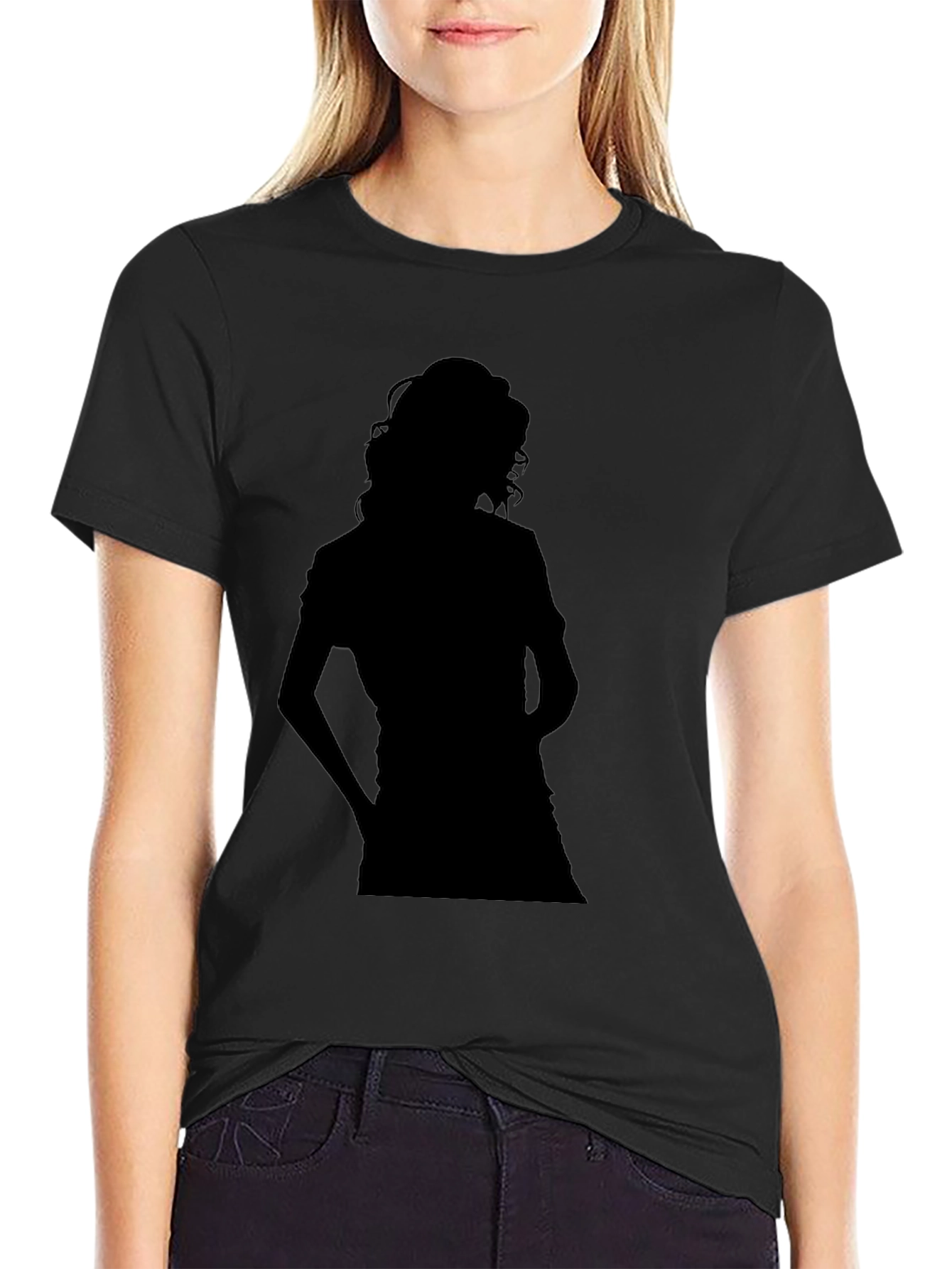 Silhouette Woman Black T-Shirt