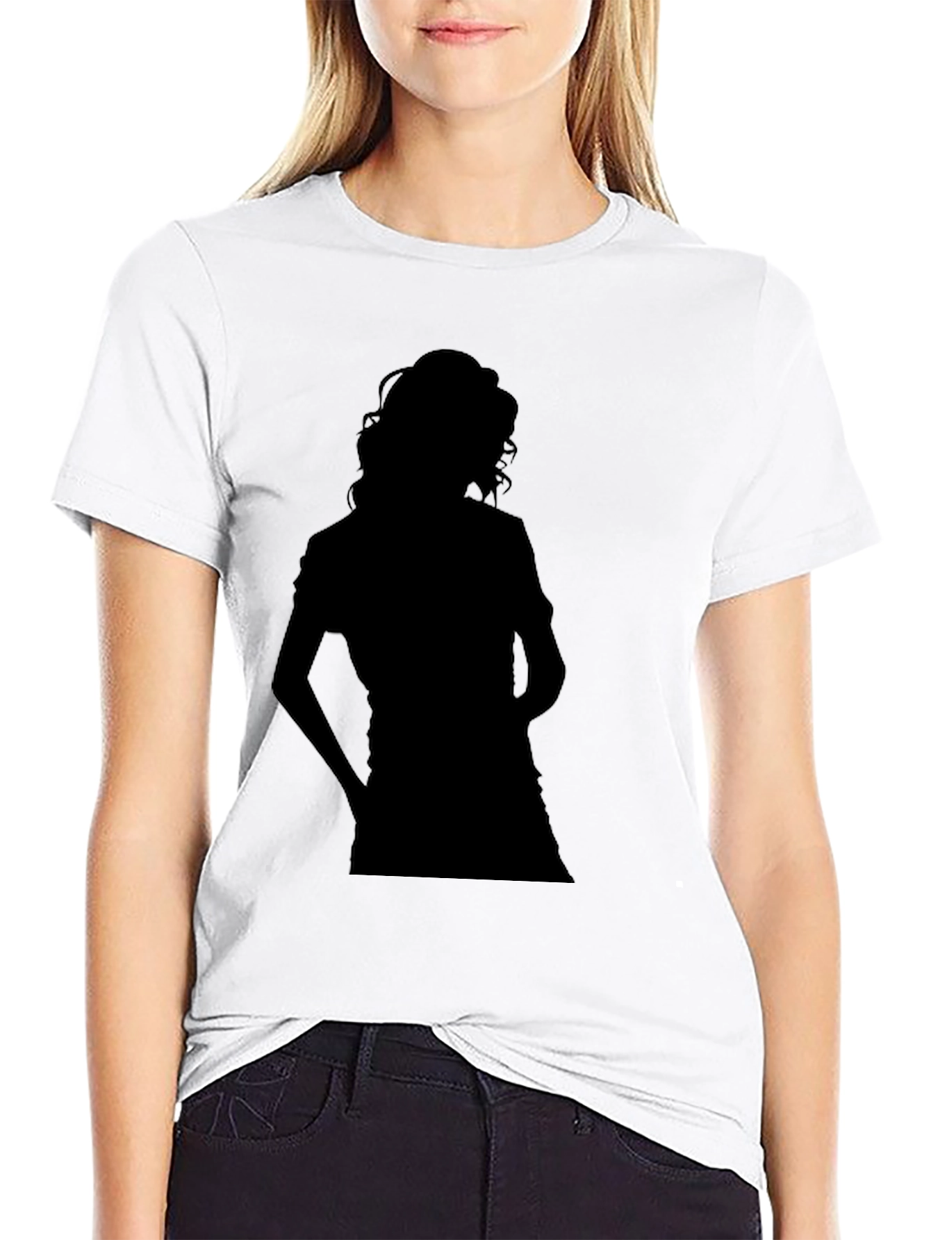 Silhouette Woman Black T-Shirt
