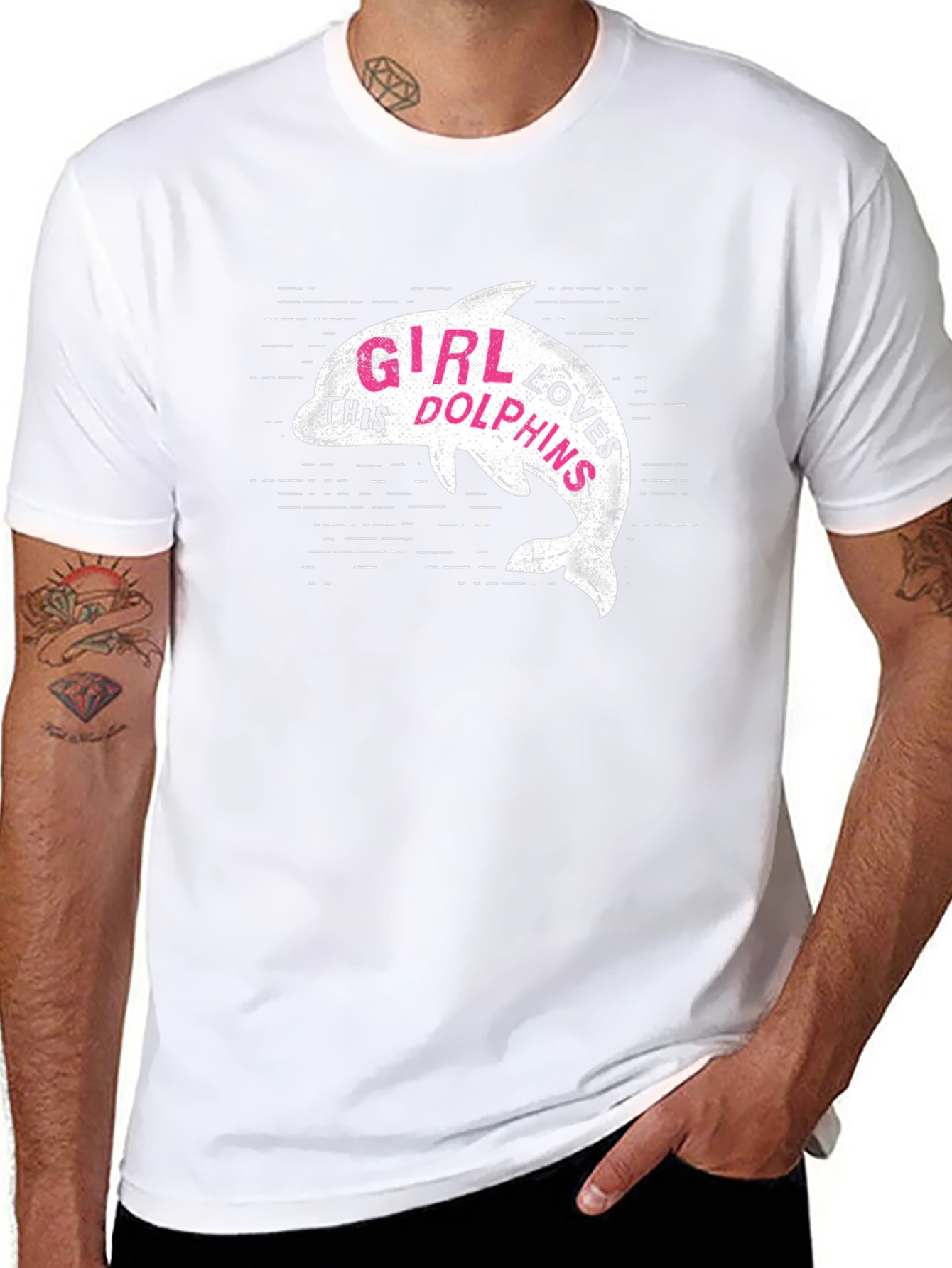 Girl Loves Dolphins T-Shirt - Black Graphic Tee
