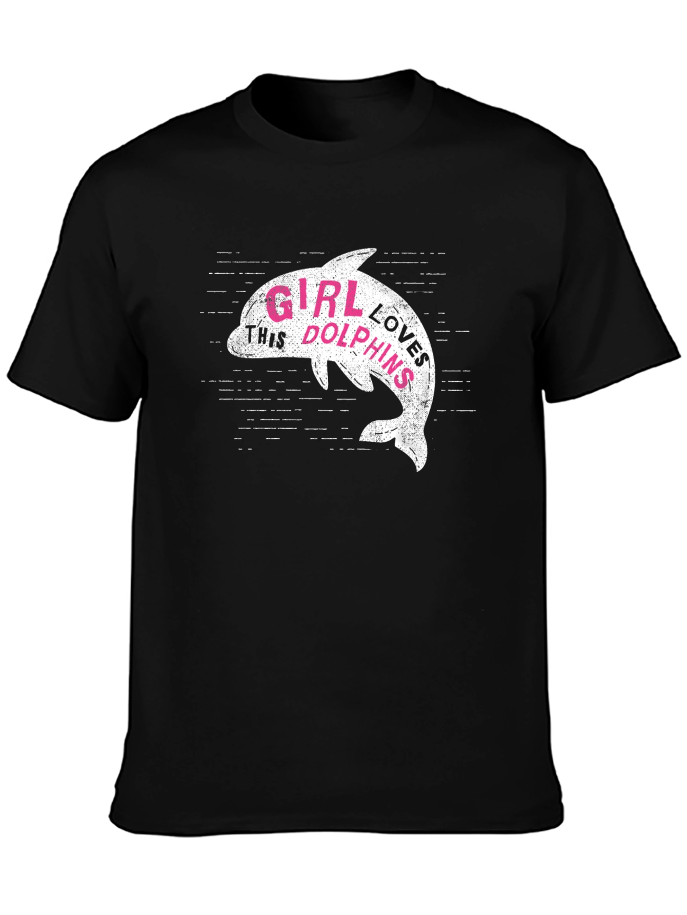 Girl Loves Dolphins T-Shirt - Black Graphic Tee