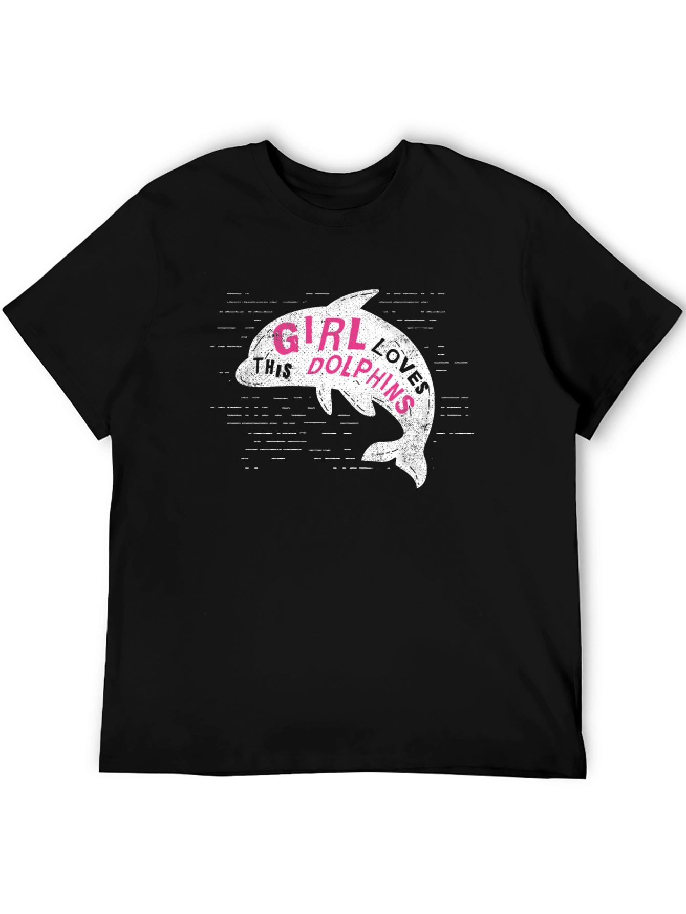 Girl Loves Dolphins T-Shirt - Black Graphic Tee