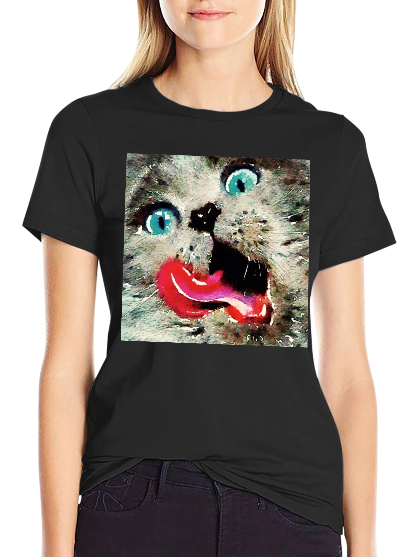 Crazy Cat Tongue Out T-Shirt
