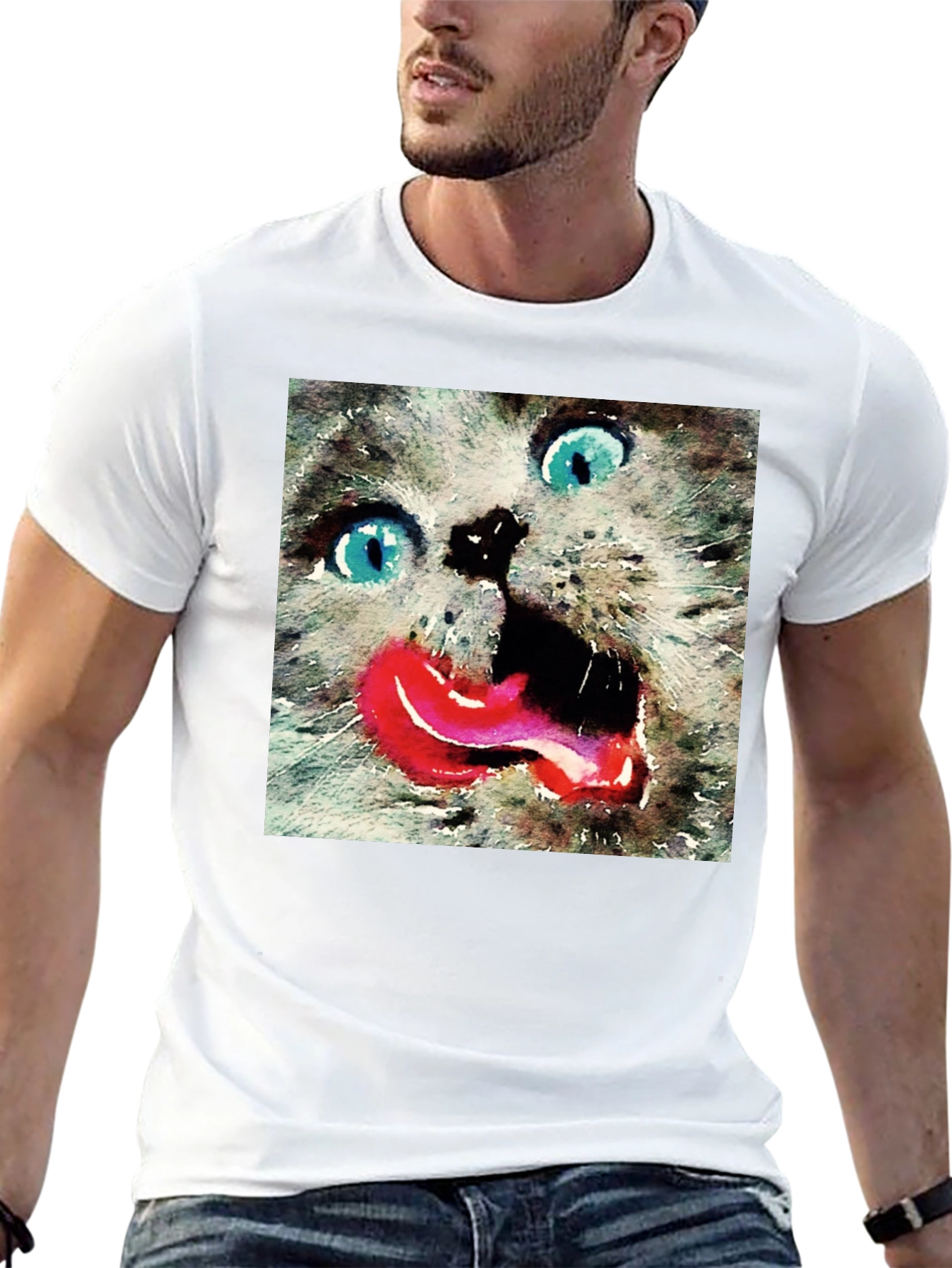 Crazy Cat Tongue Out T-Shirt