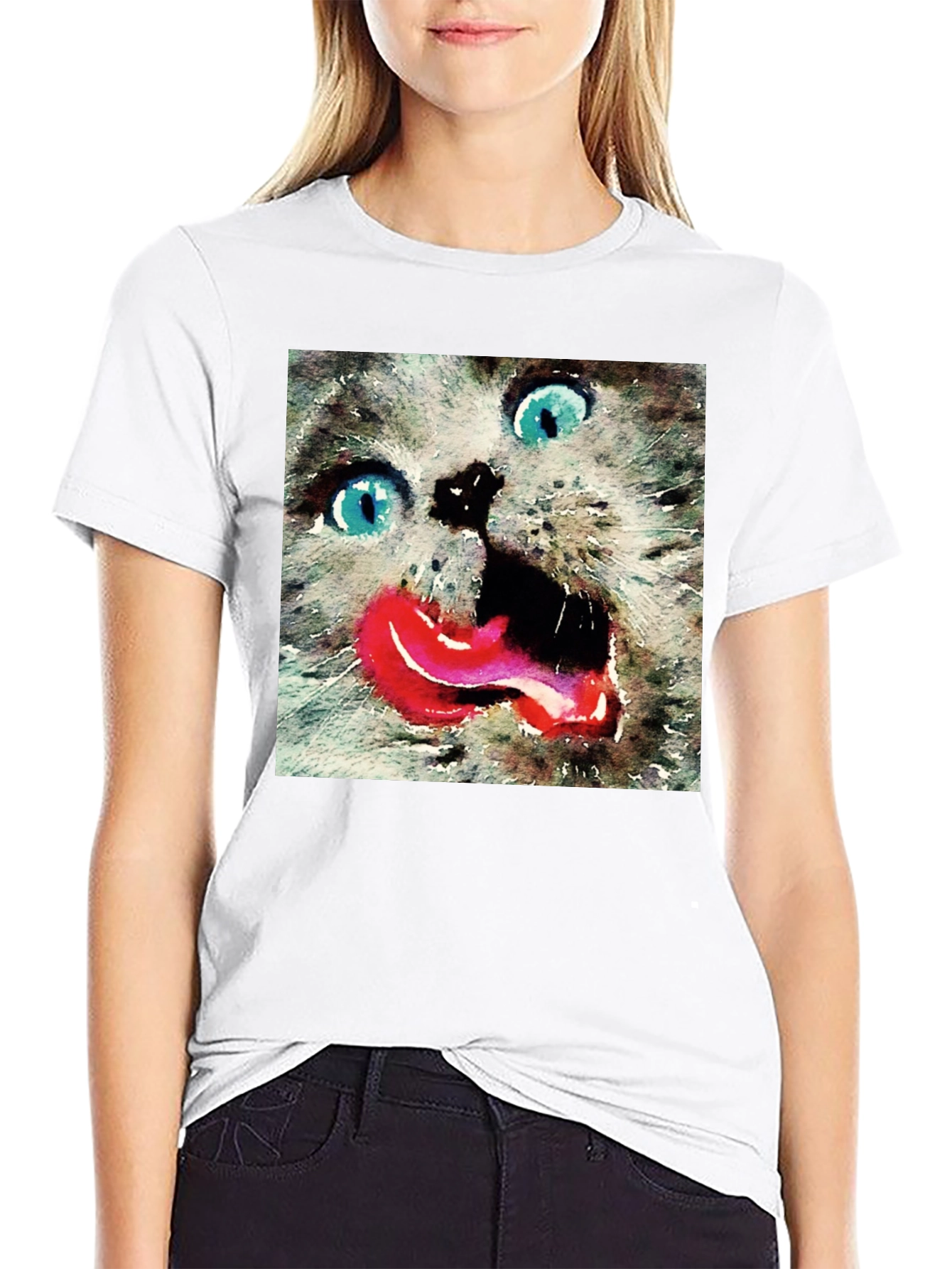 Crazy Cat Tongue Out T-Shirt