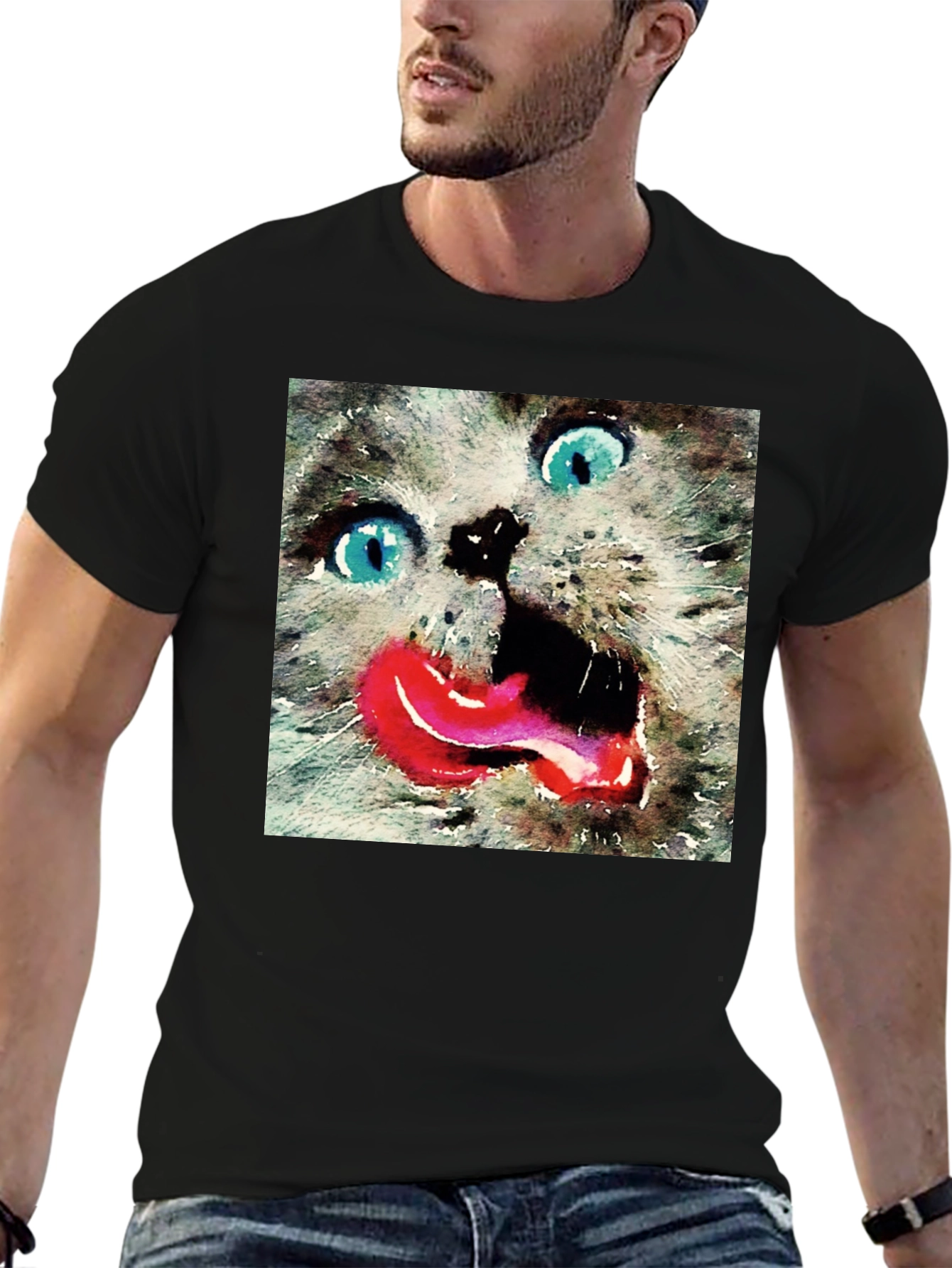 Crazy Cat Tongue Out T-Shirt