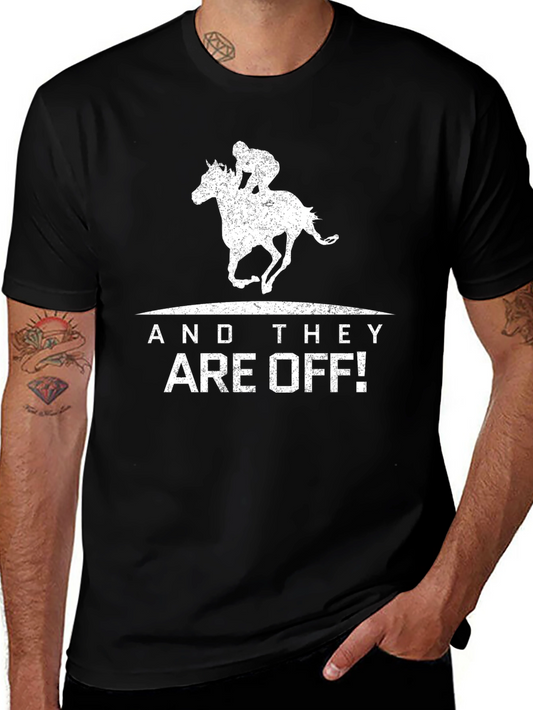 Horse Racing T-Shirt - And Theyre Off! Black Tee