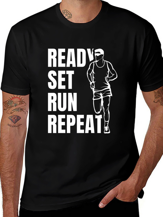 Ready Set Run T-Shirt - Black - Runner Graphic Tee
