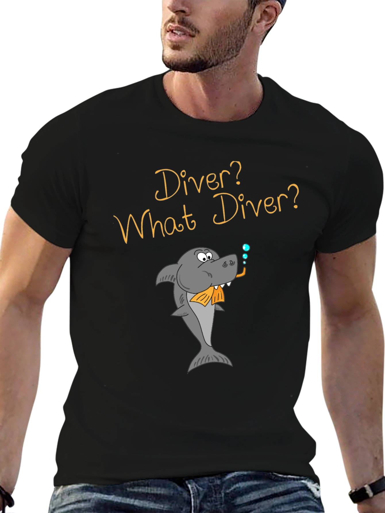 Humorous Diver Shark T-Shirt