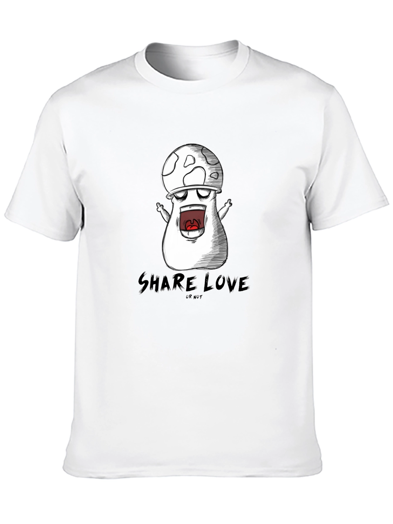 Mushroom Cartoon Graphic Black T-Shirt