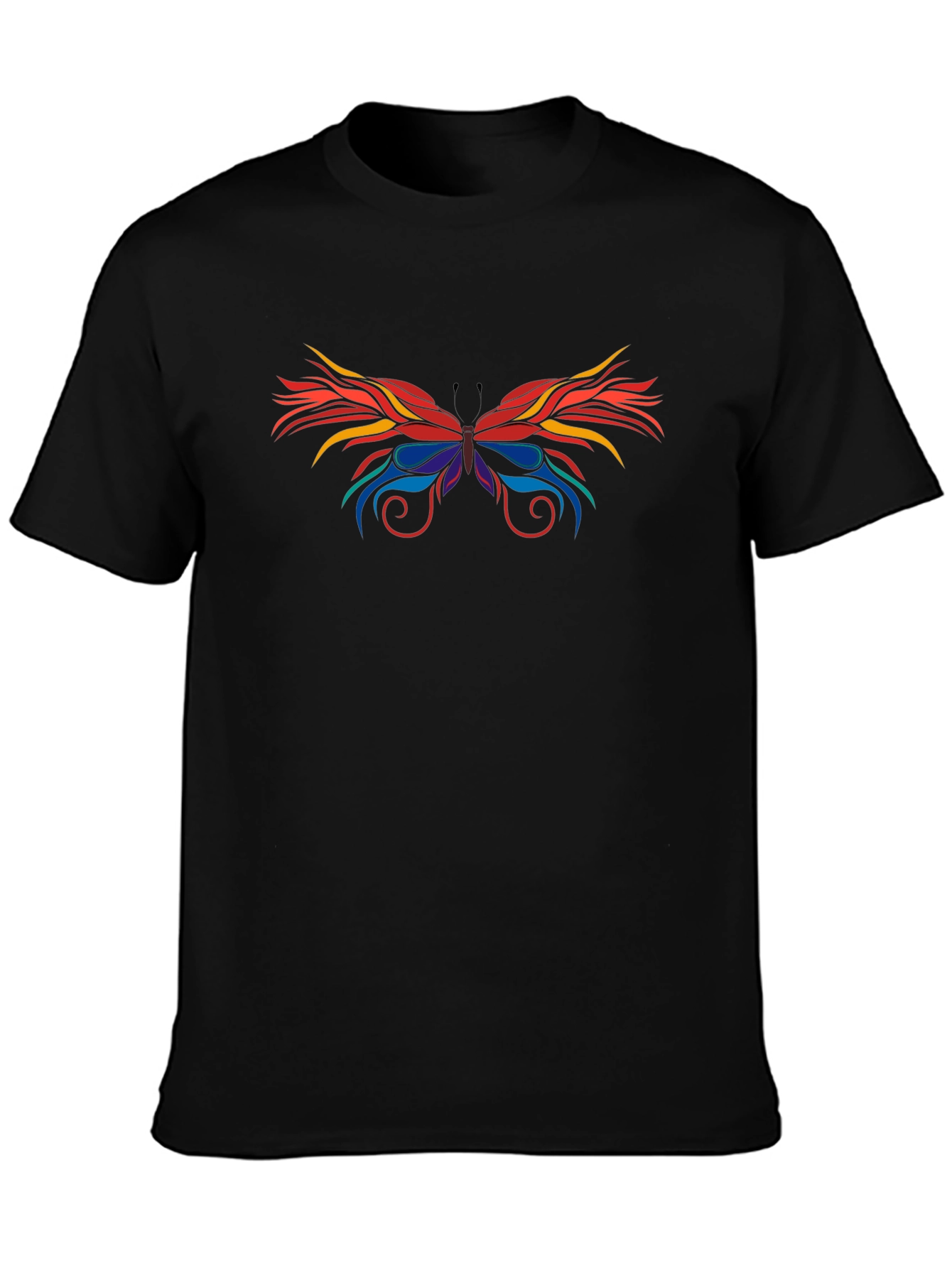 Abstract Butterfly Graphic Black T-Shirt
