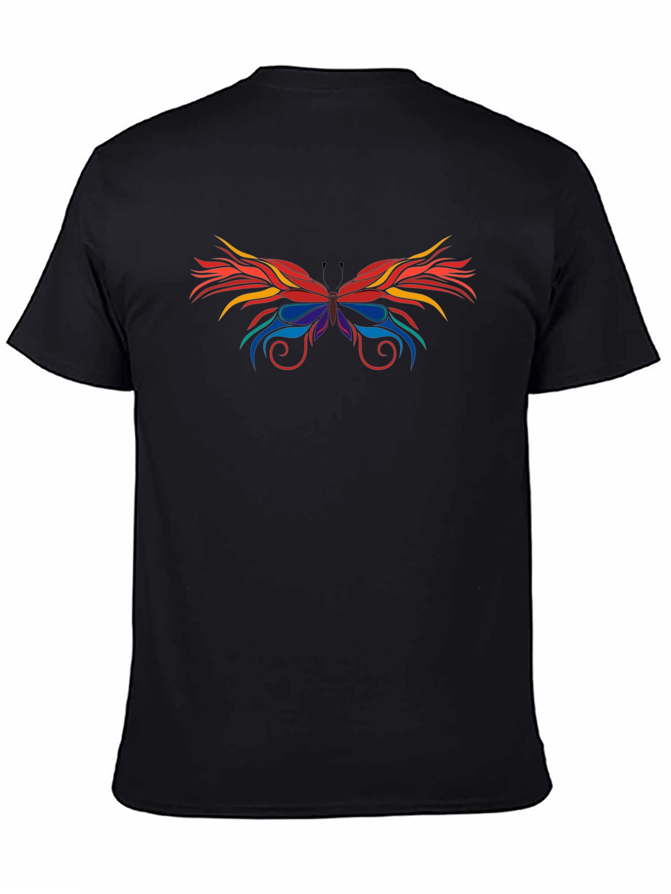 Abstract Butterfly Graphic Black T-Shirt