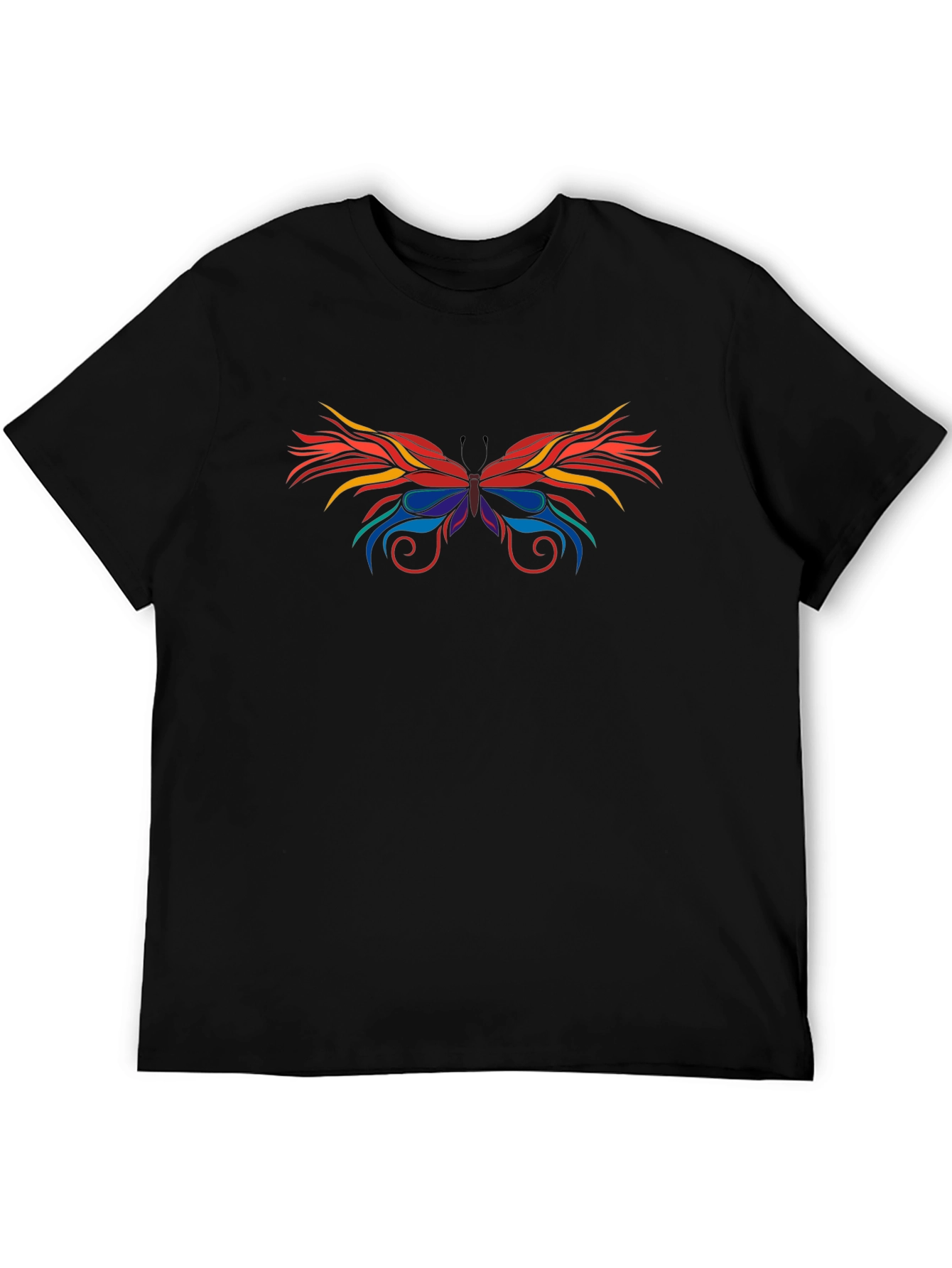 Abstract Butterfly Graphic Black T-Shirt