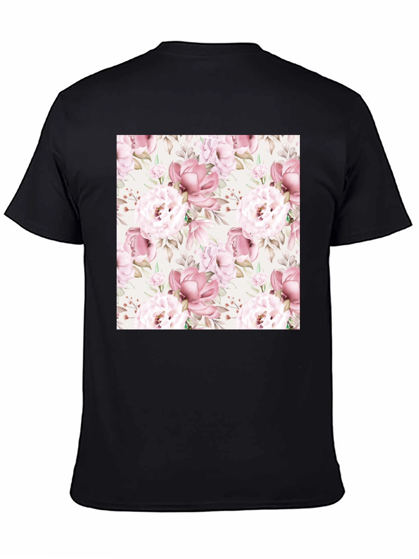 Floral Pattern Black T-Shirt for Men