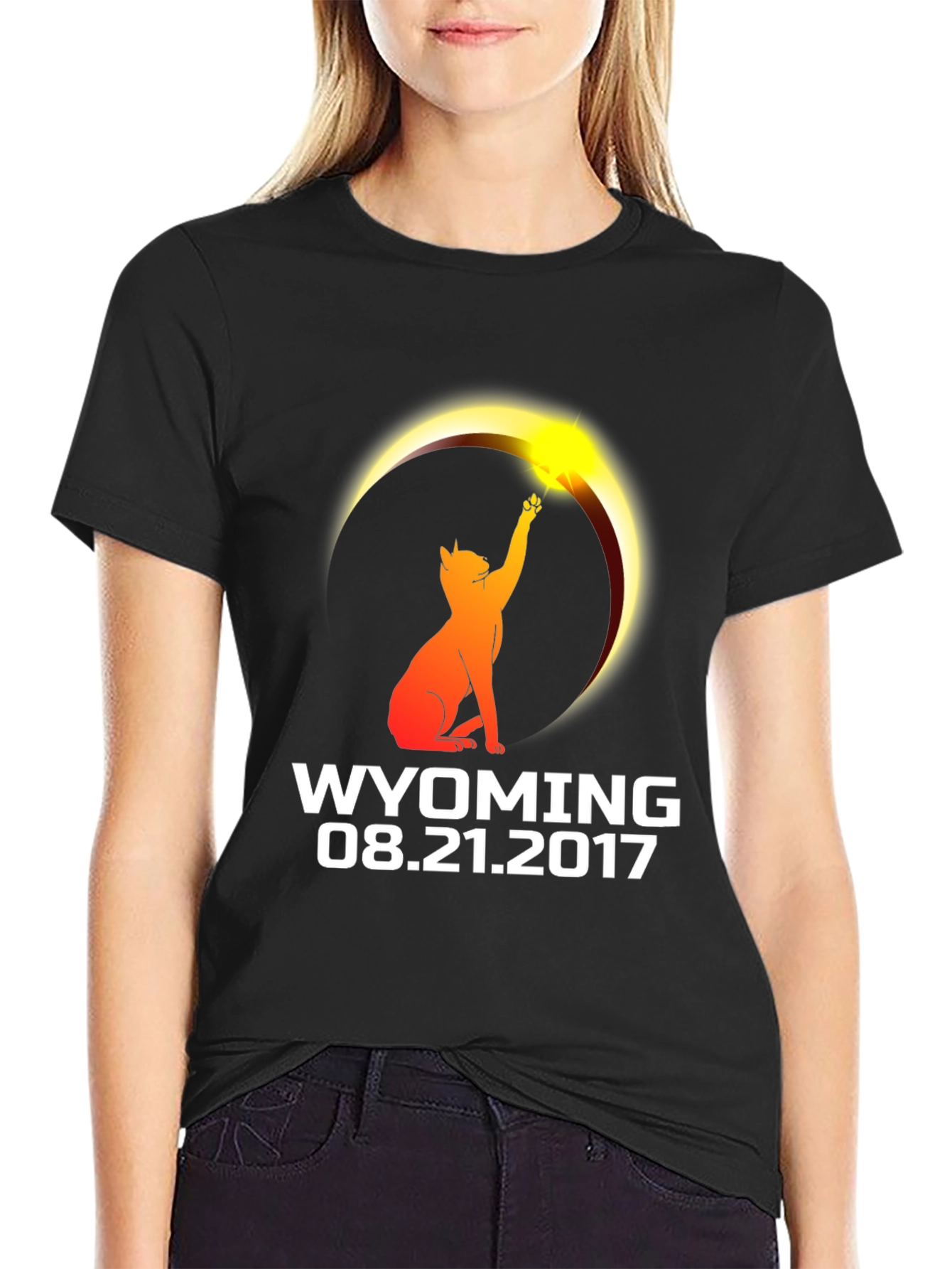Wyoming Eclipse 2017 Cat T-Shirt