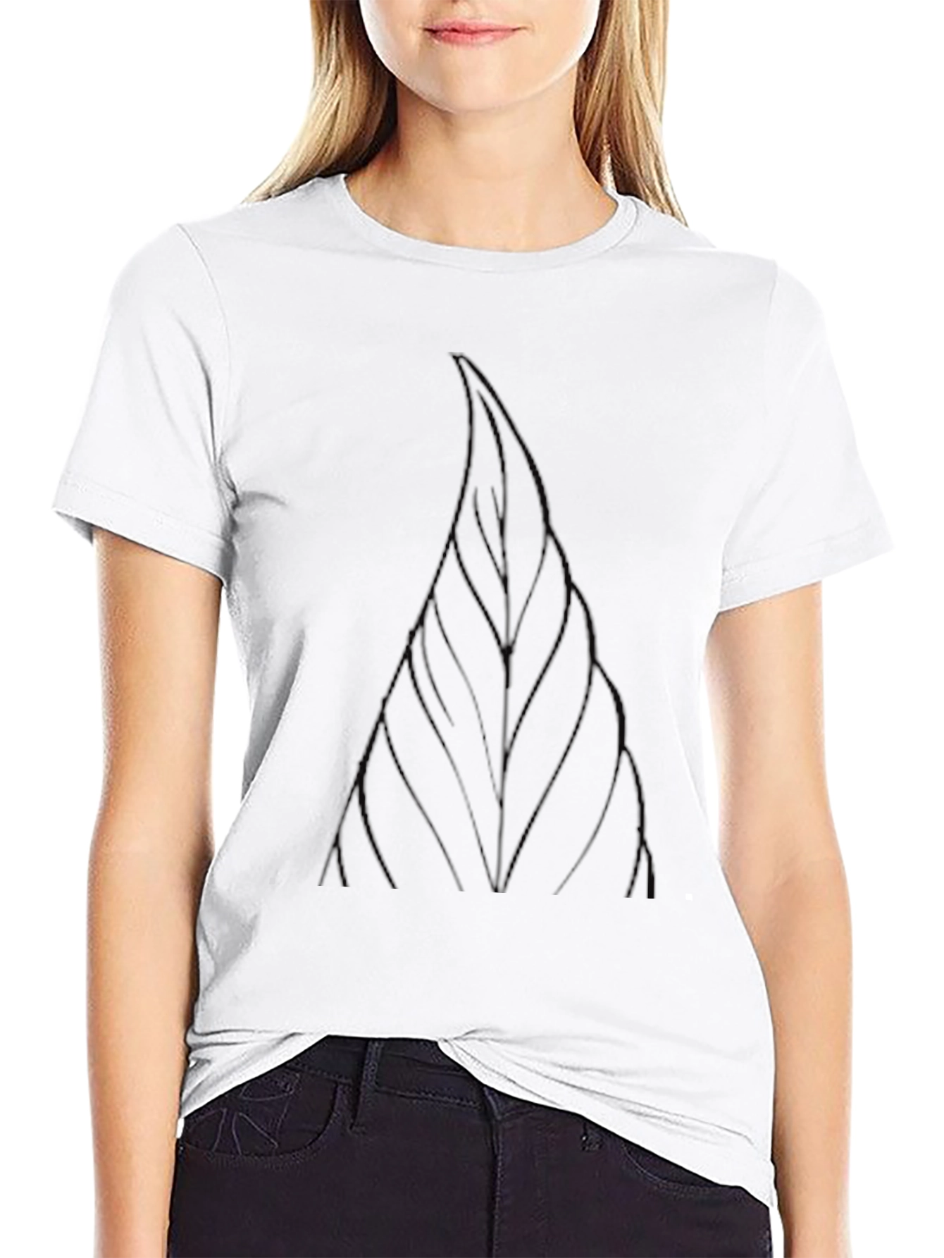 Mens Black Graphic Tee - Abstract Leaf Design