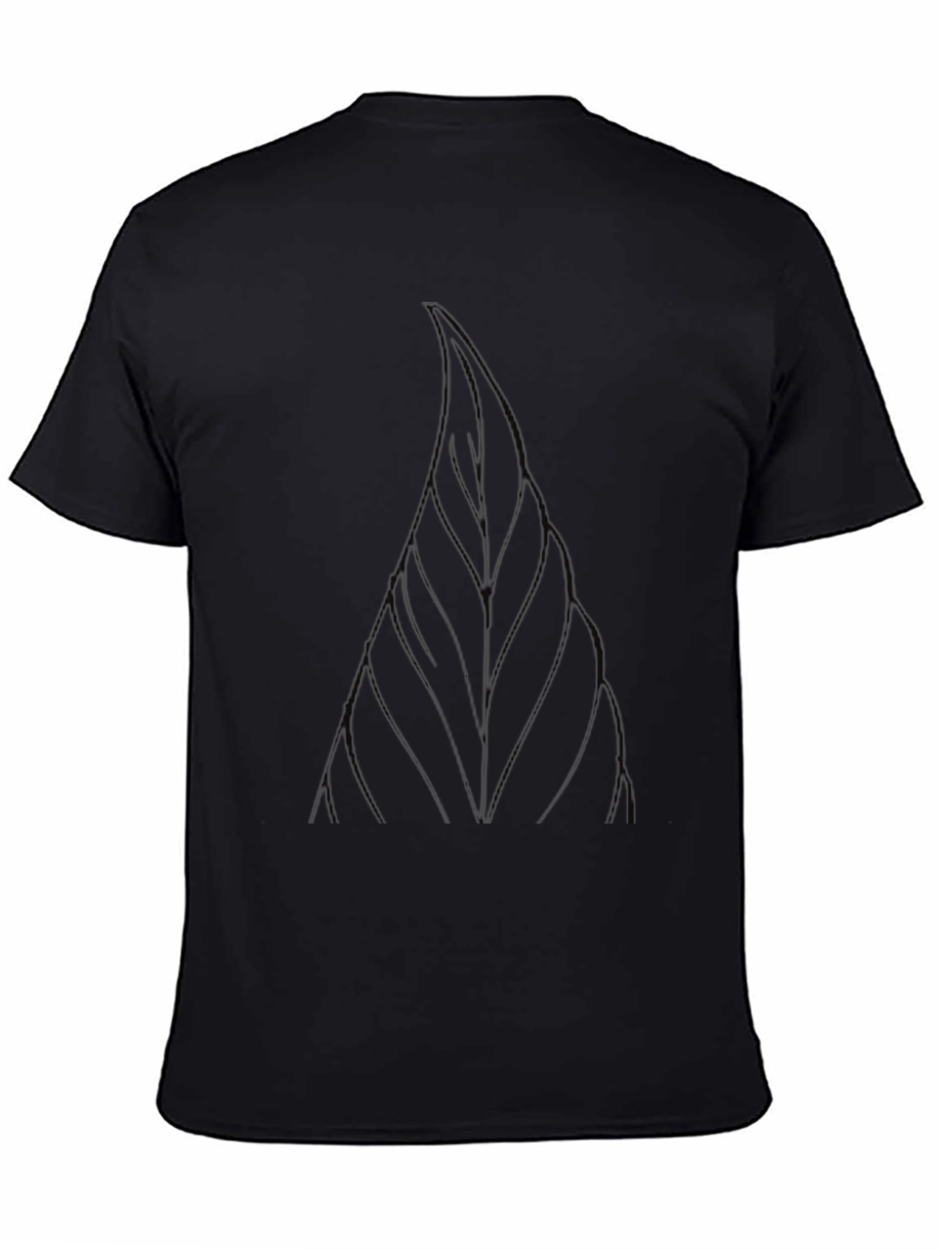 Mens Black Graphic Tee - Abstract Leaf Design