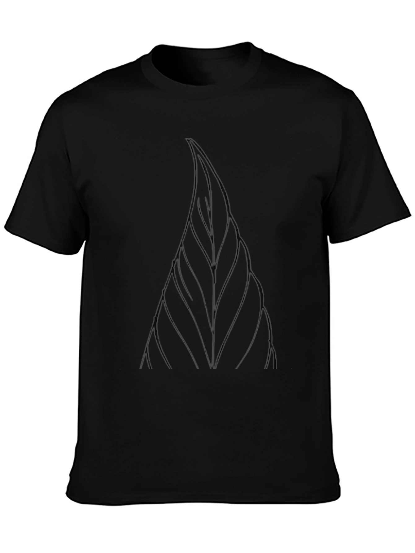 Mens Black Graphic Tee - Abstract Leaf Design