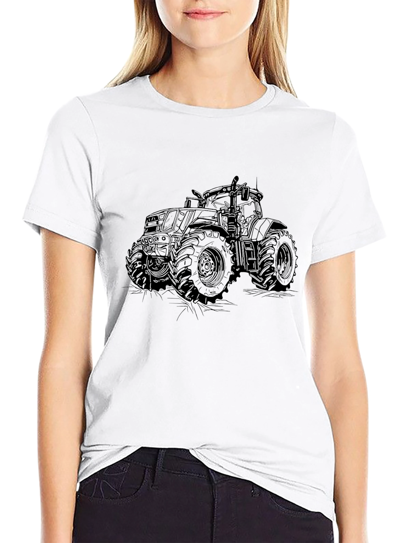 Tractor Graphic Tee - Black Cotton T-Shirt