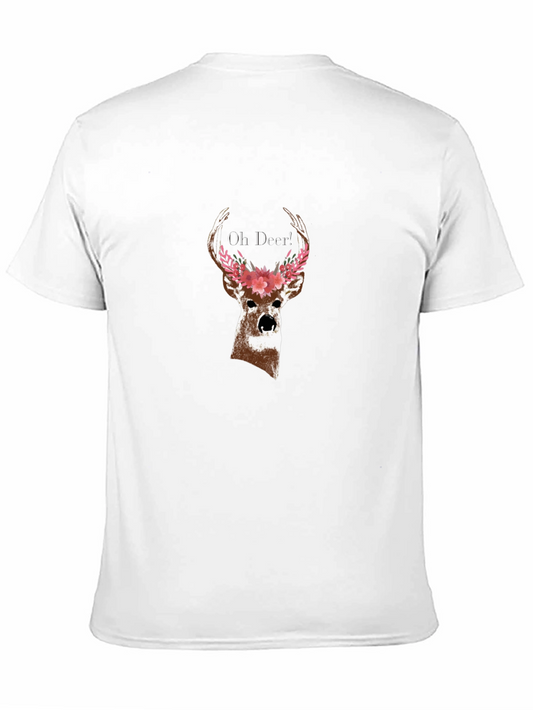 Floral Deer Black T-Shirt