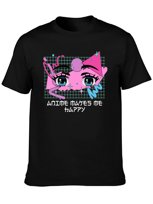 Anime Eyes T-Shirt Vaporwave Aesthetic Black