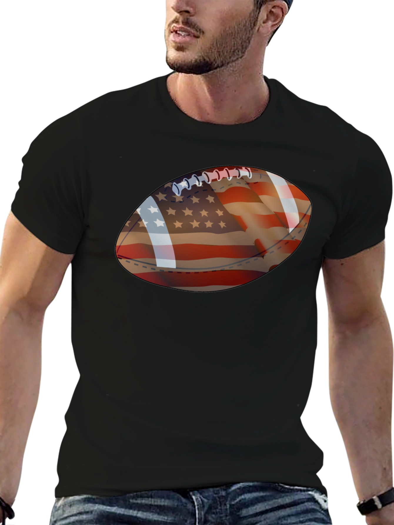 American Flag Football Graphic Tee