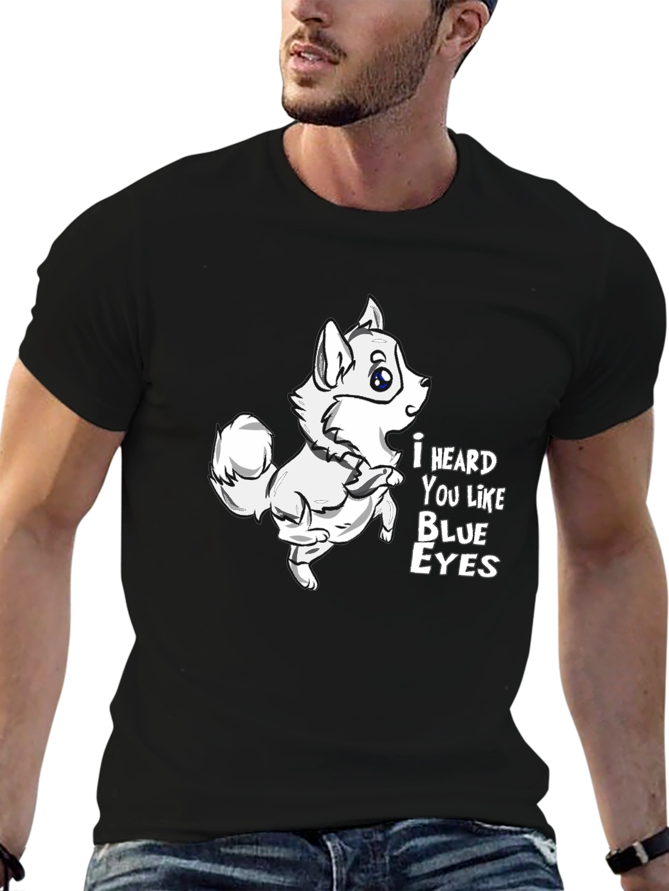 I Heard You Like Blue Eyes Dog Graphic Tee