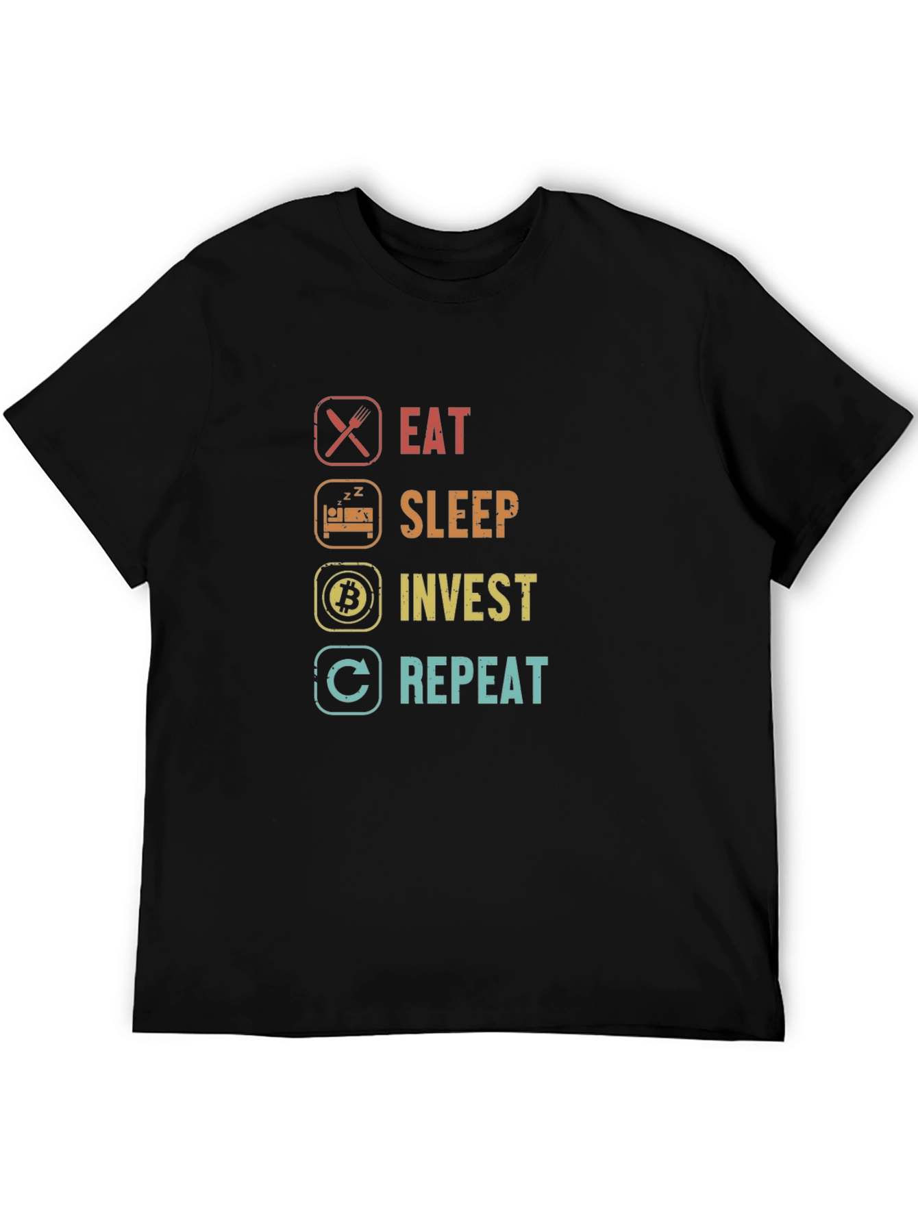 Eat Sleep Invest Repeat Graphic Tee - Black