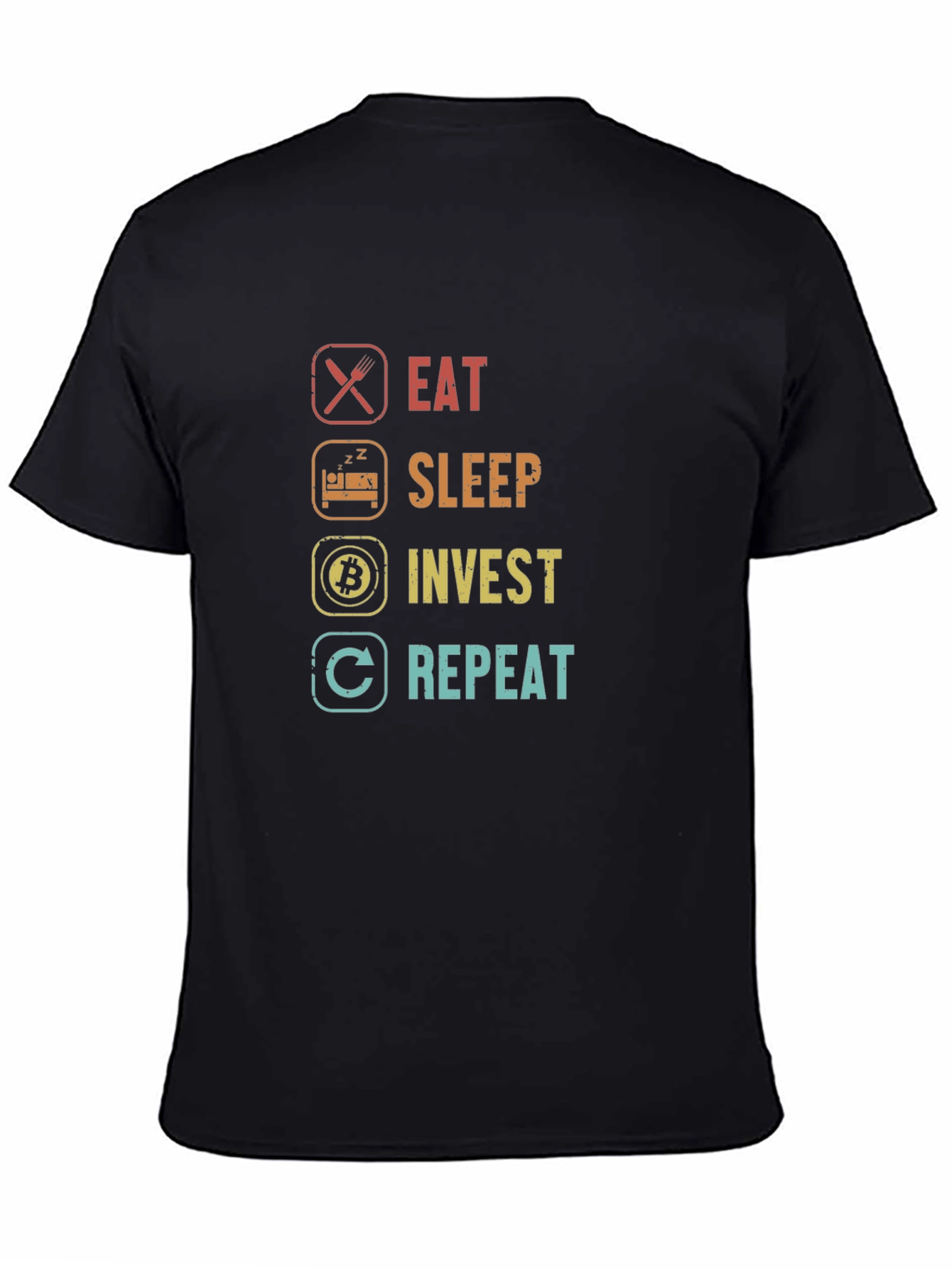 Eat Sleep Invest Repeat Graphic Tee - Black