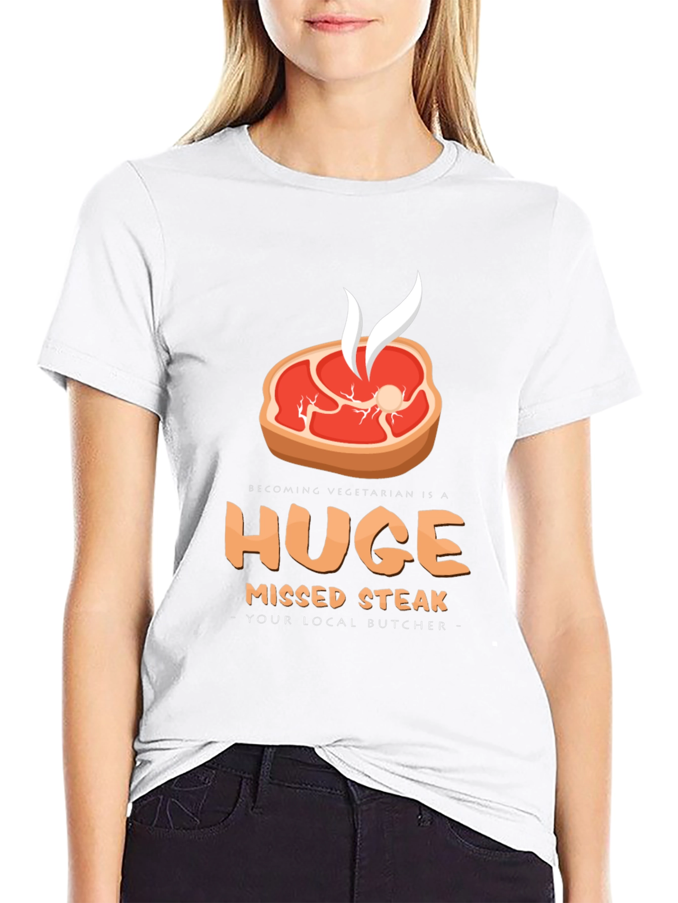 Huge Missed Steak T-Shirt - Butcher Humor