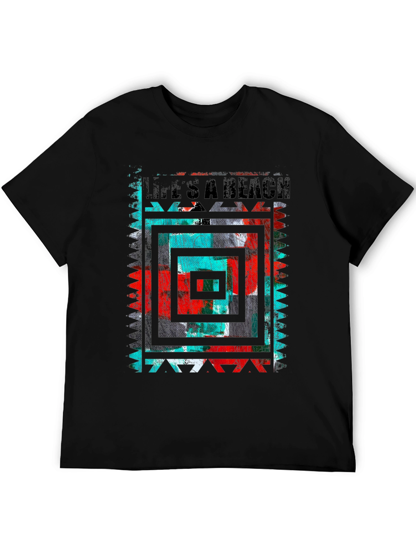 Lifes A Beach Graphic Tee - Abstract Design