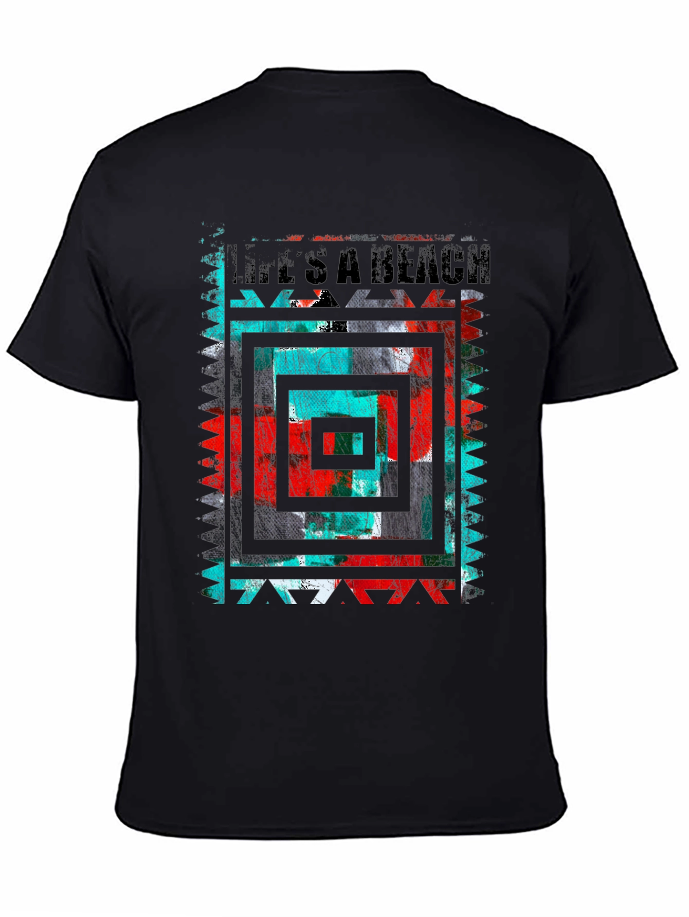 Lifes A Beach Graphic Tee - Abstract Design