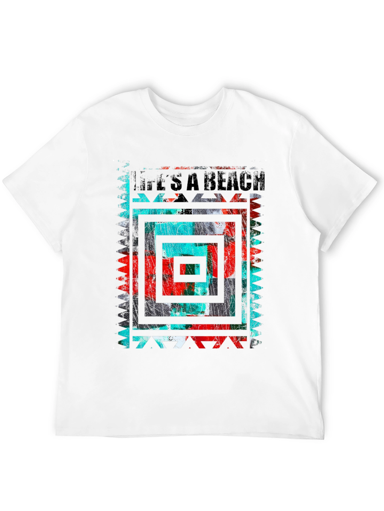 Lifes A Beach Graphic Tee - Abstract Design