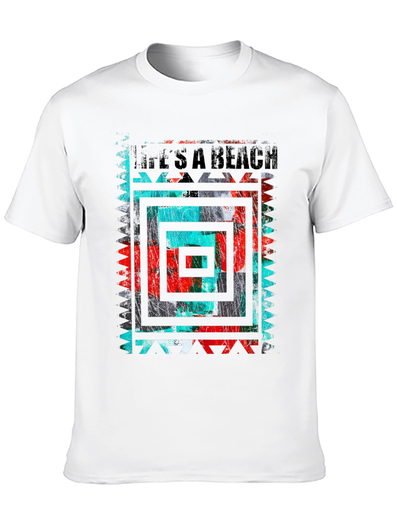 Lifes A Beach Graphic Tee - Abstract Design