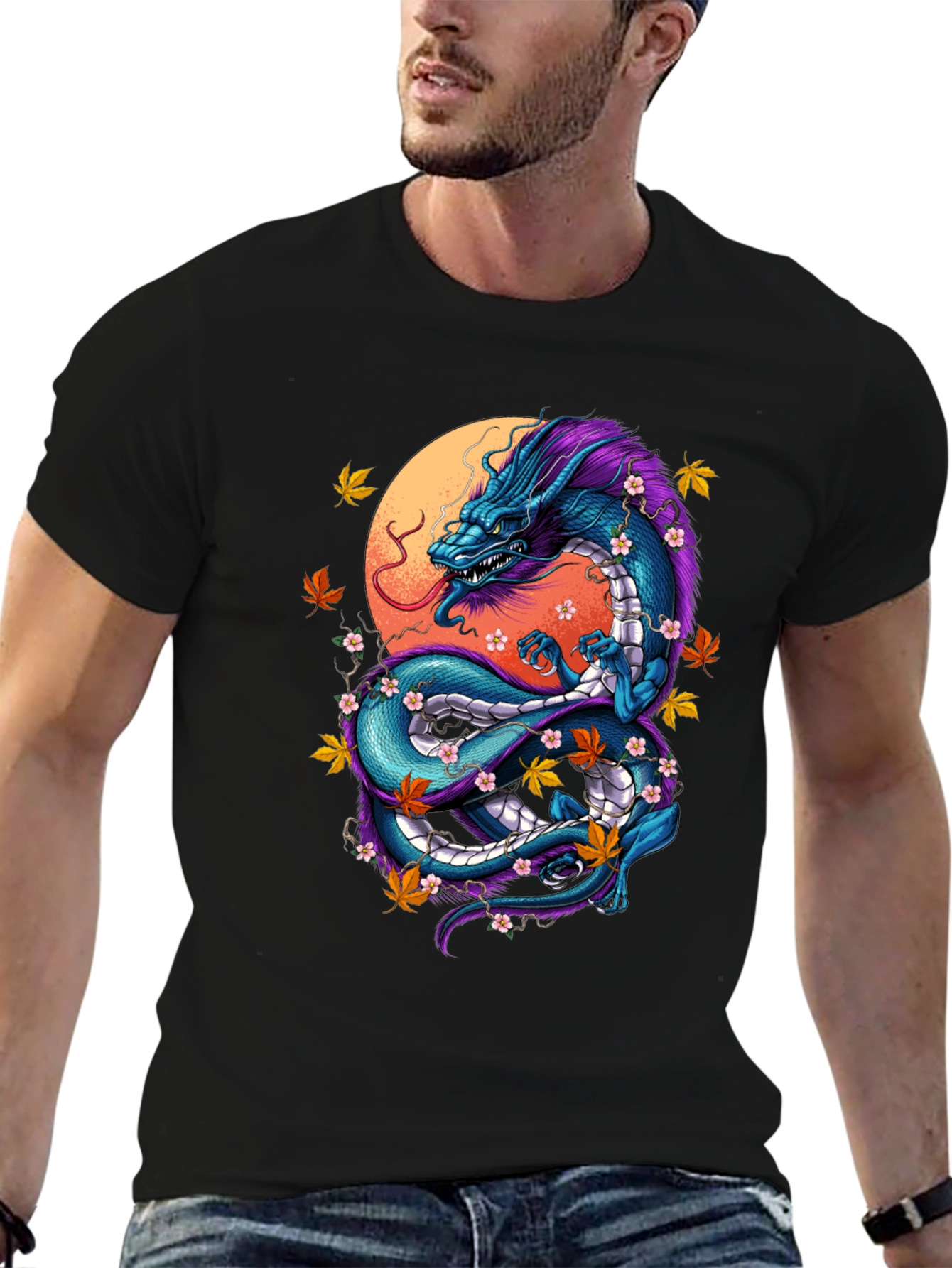 Dragon Graphic Tee - Artistic Black T-Shirt