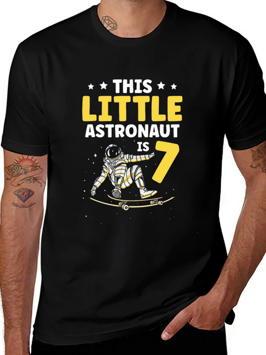 Astronaut 7th Birthday Black T-Shirt