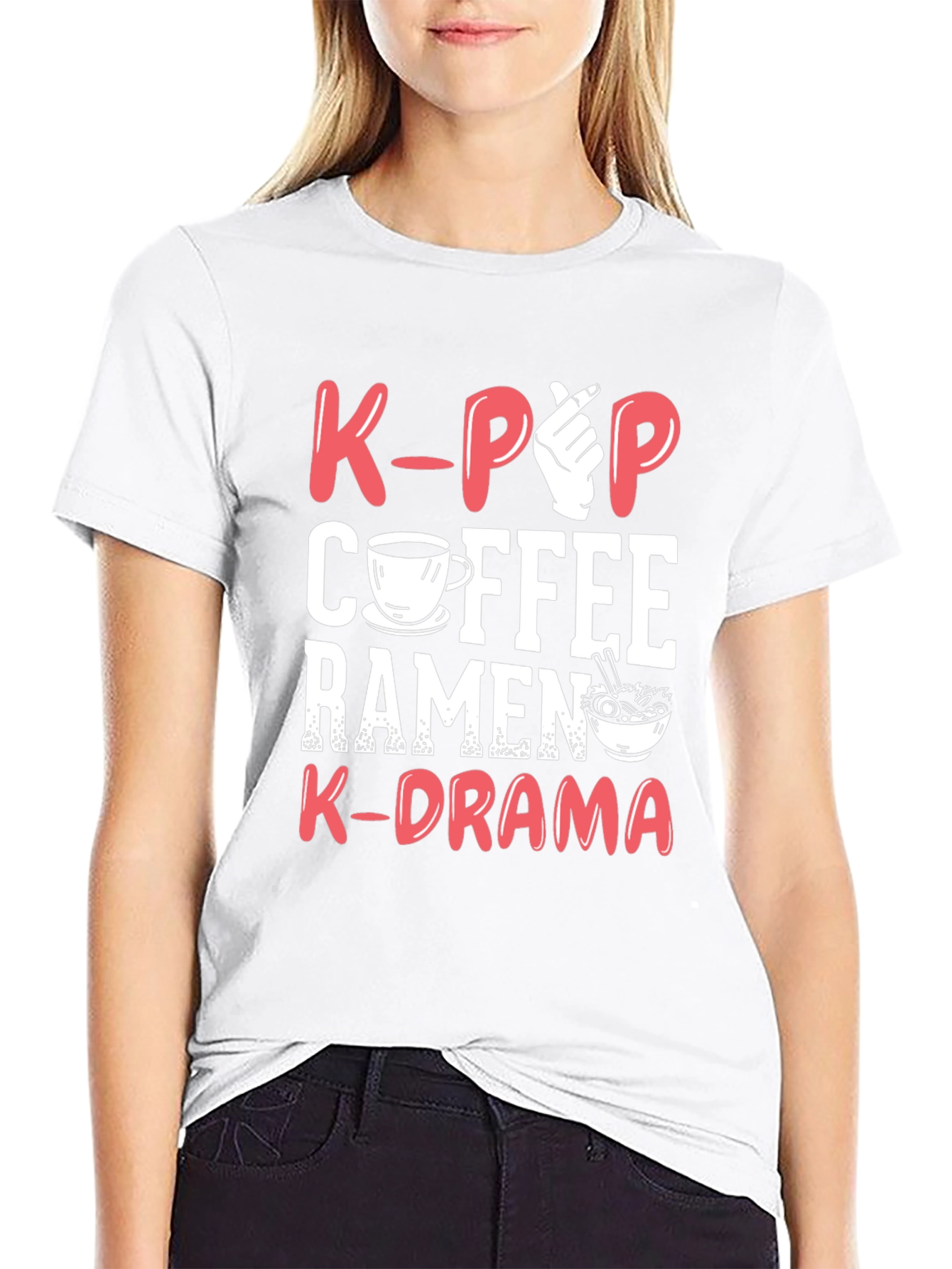 K-Pop Coffee Ramen K-Drama Graphic T-Shirt