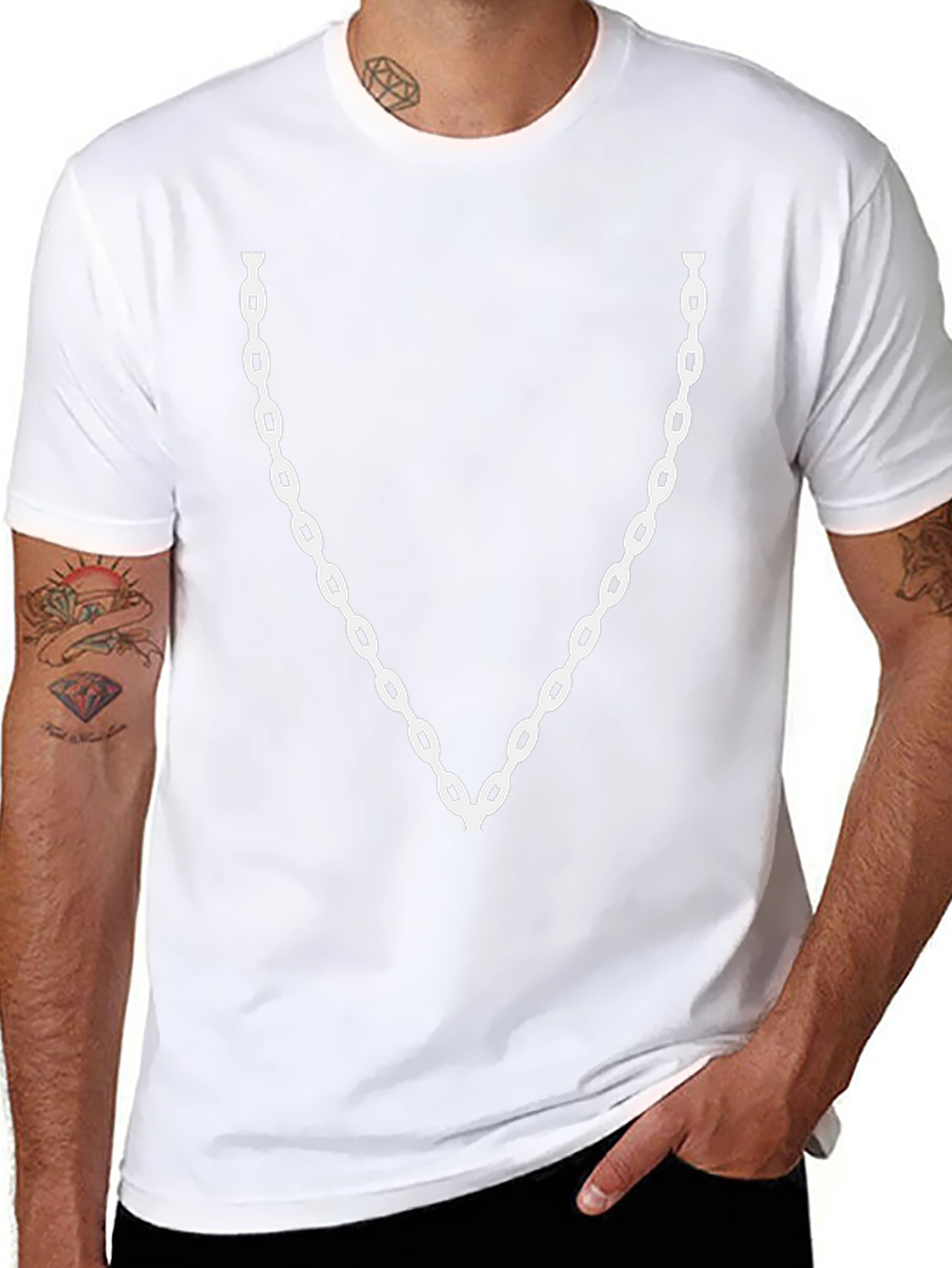 Chain Graphic T-Shirt - Black Casual Tee