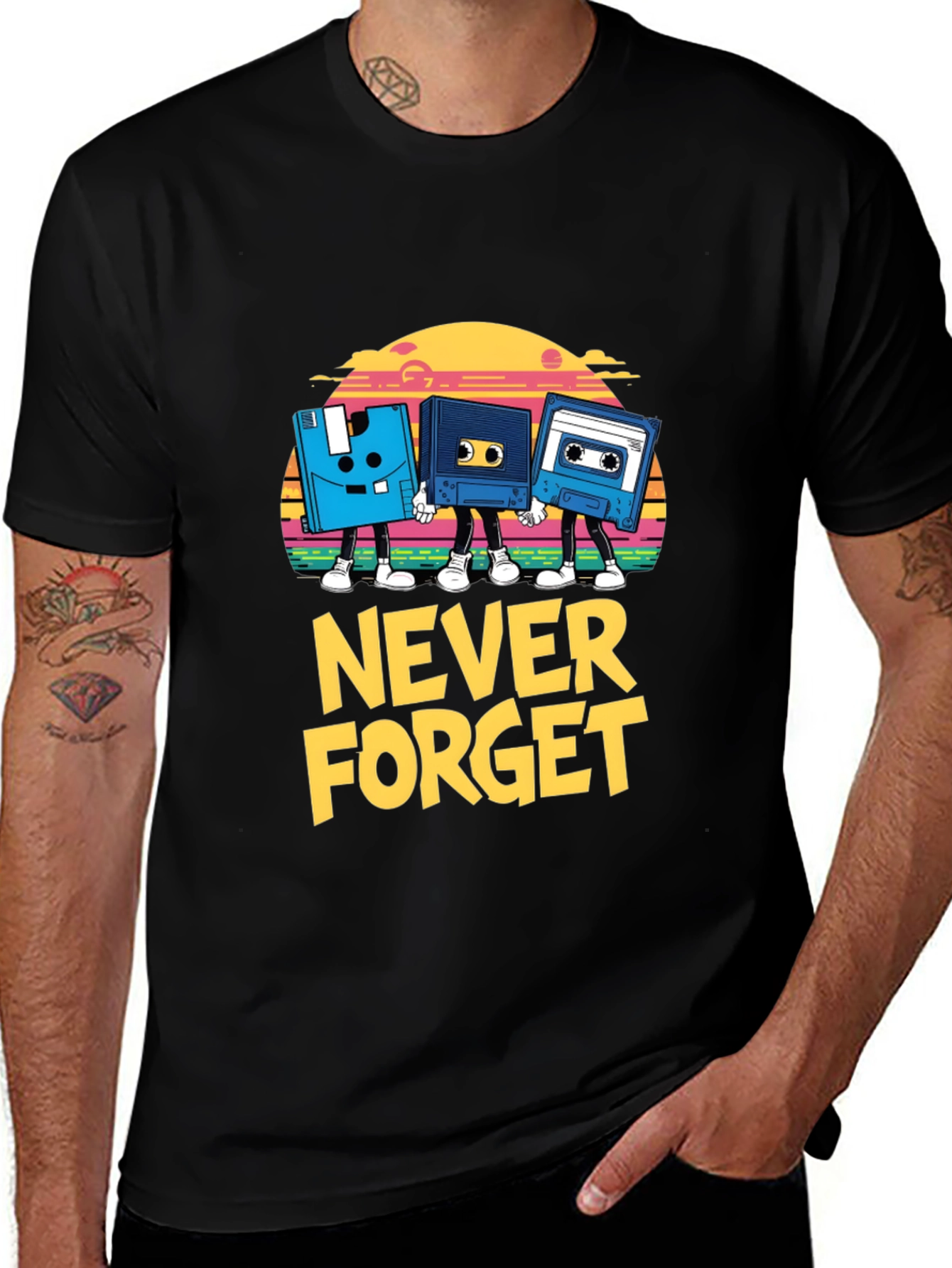 Retro Never Forget Black T-Shirt