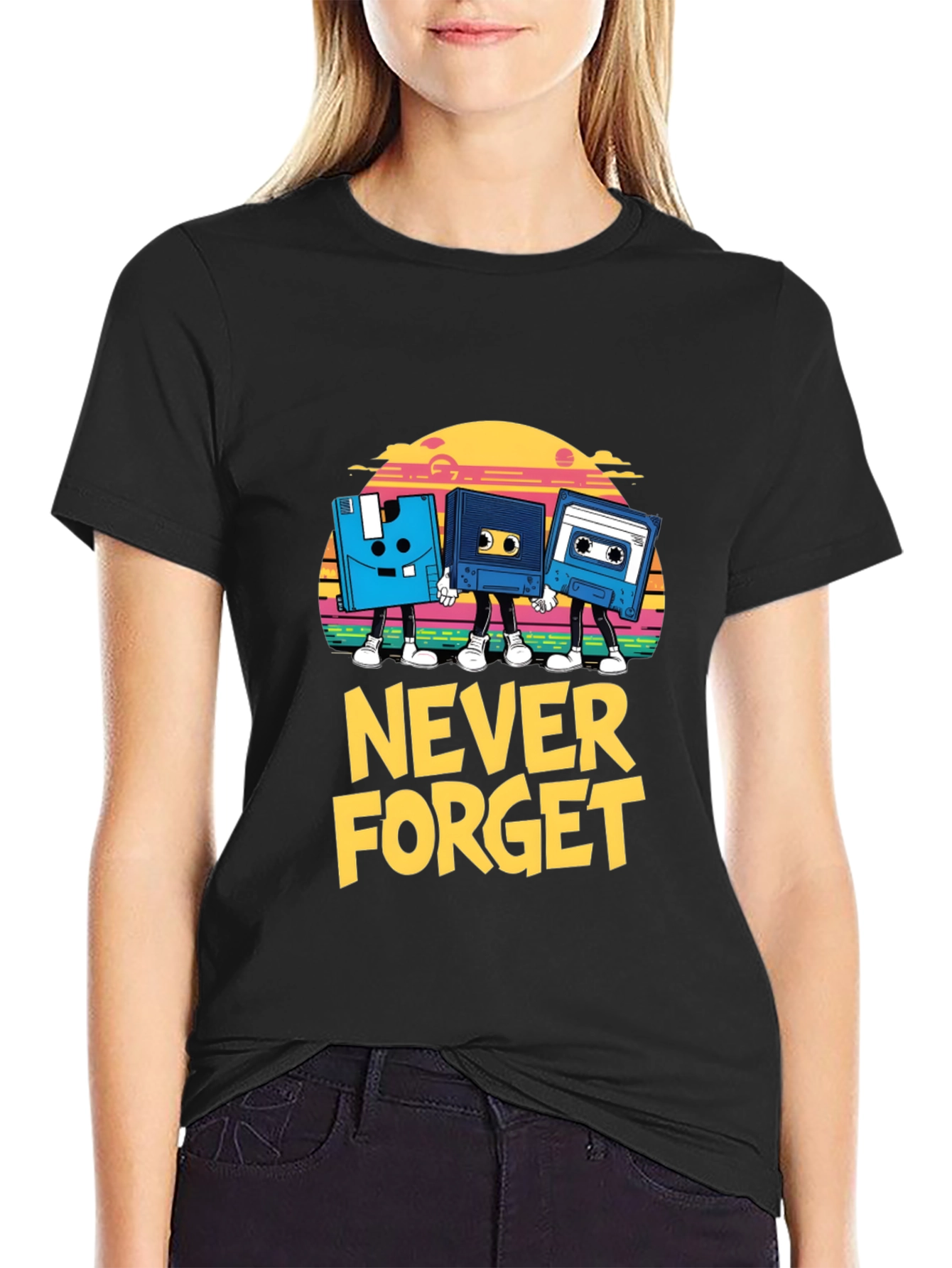 Retro Never Forget Black T-Shirt