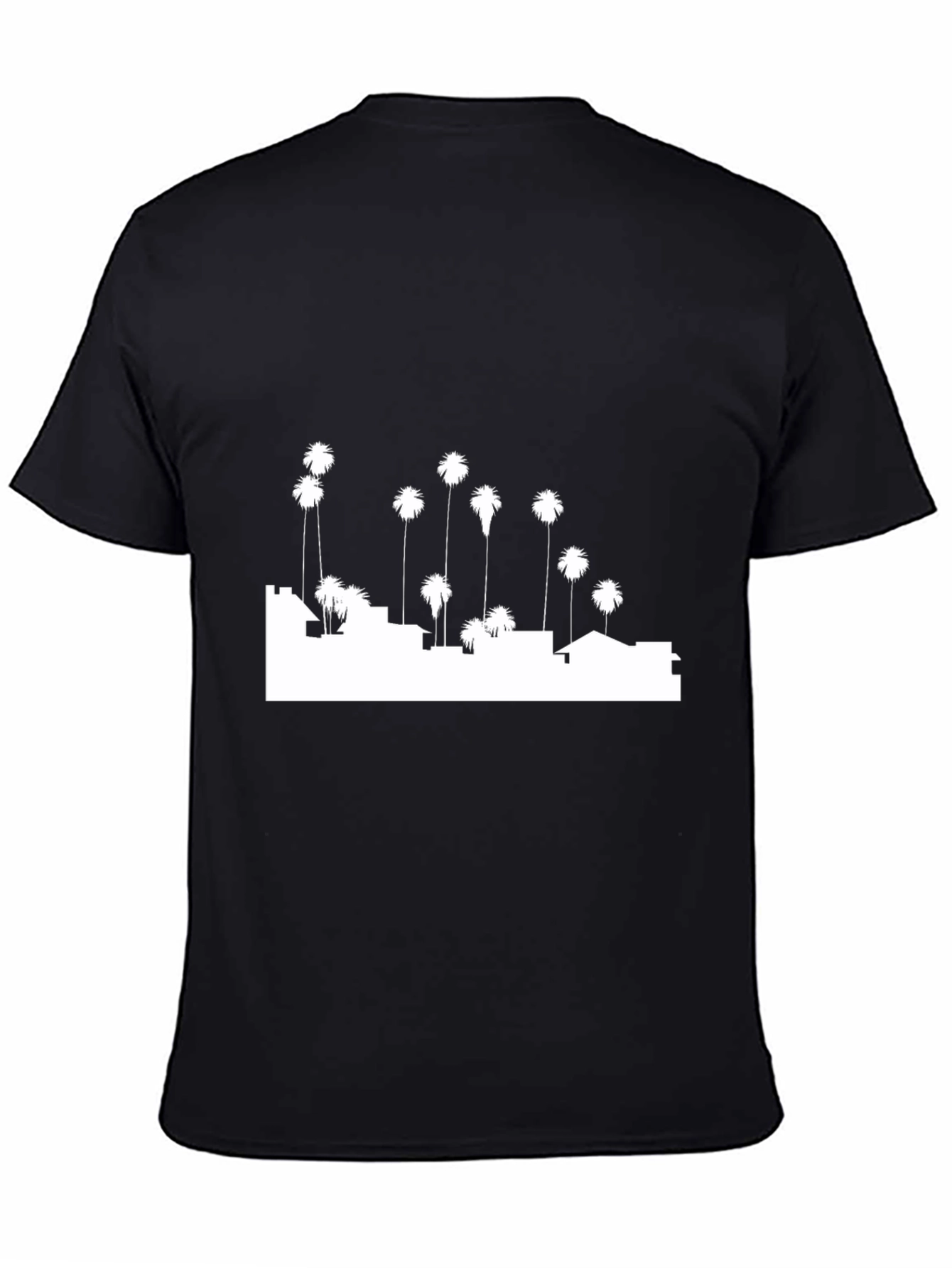 Cityscape Palm Tree Graphic Tee - Black