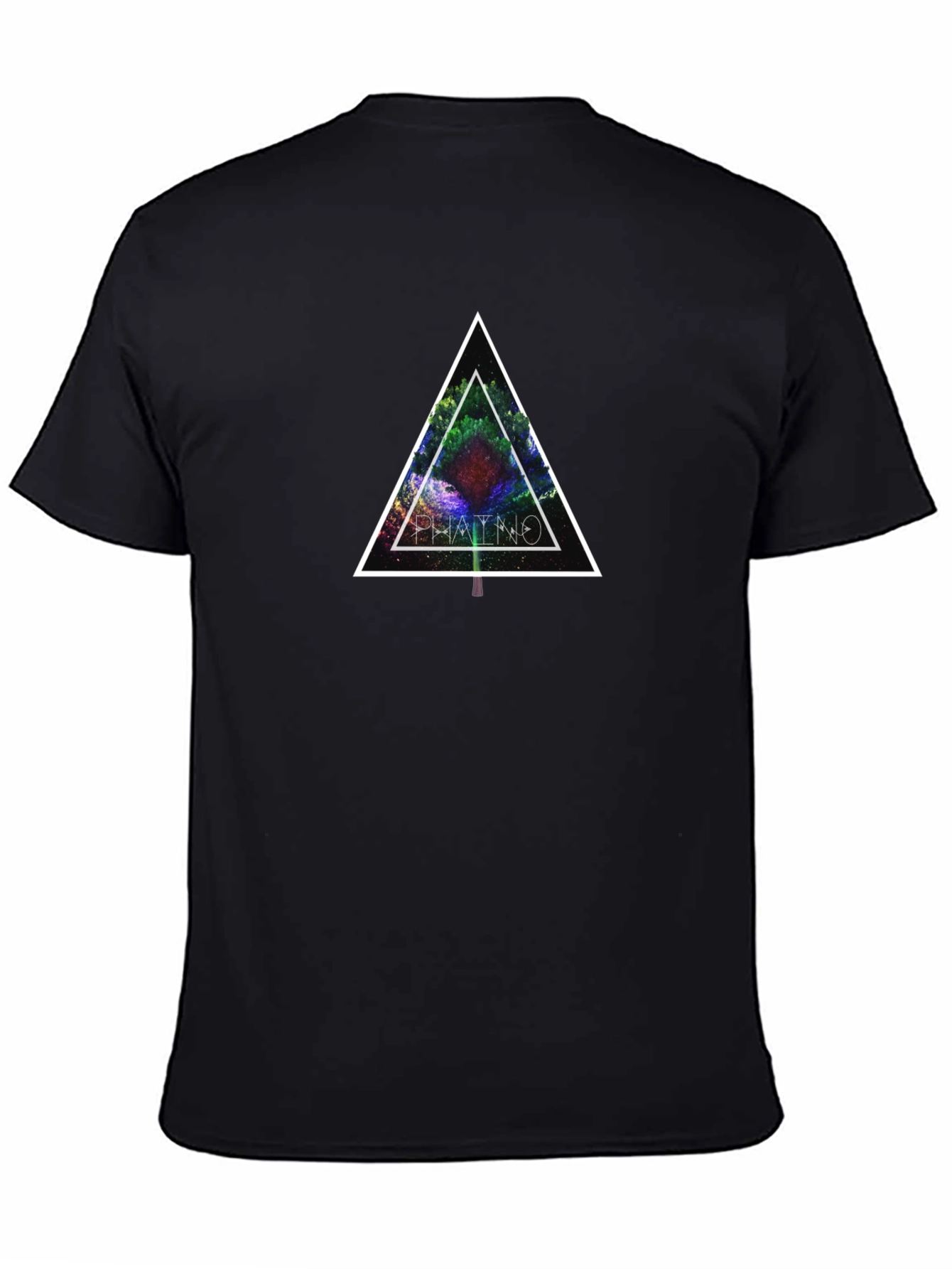 Geometric Tree Graphic Tee - Black Cotton Blend