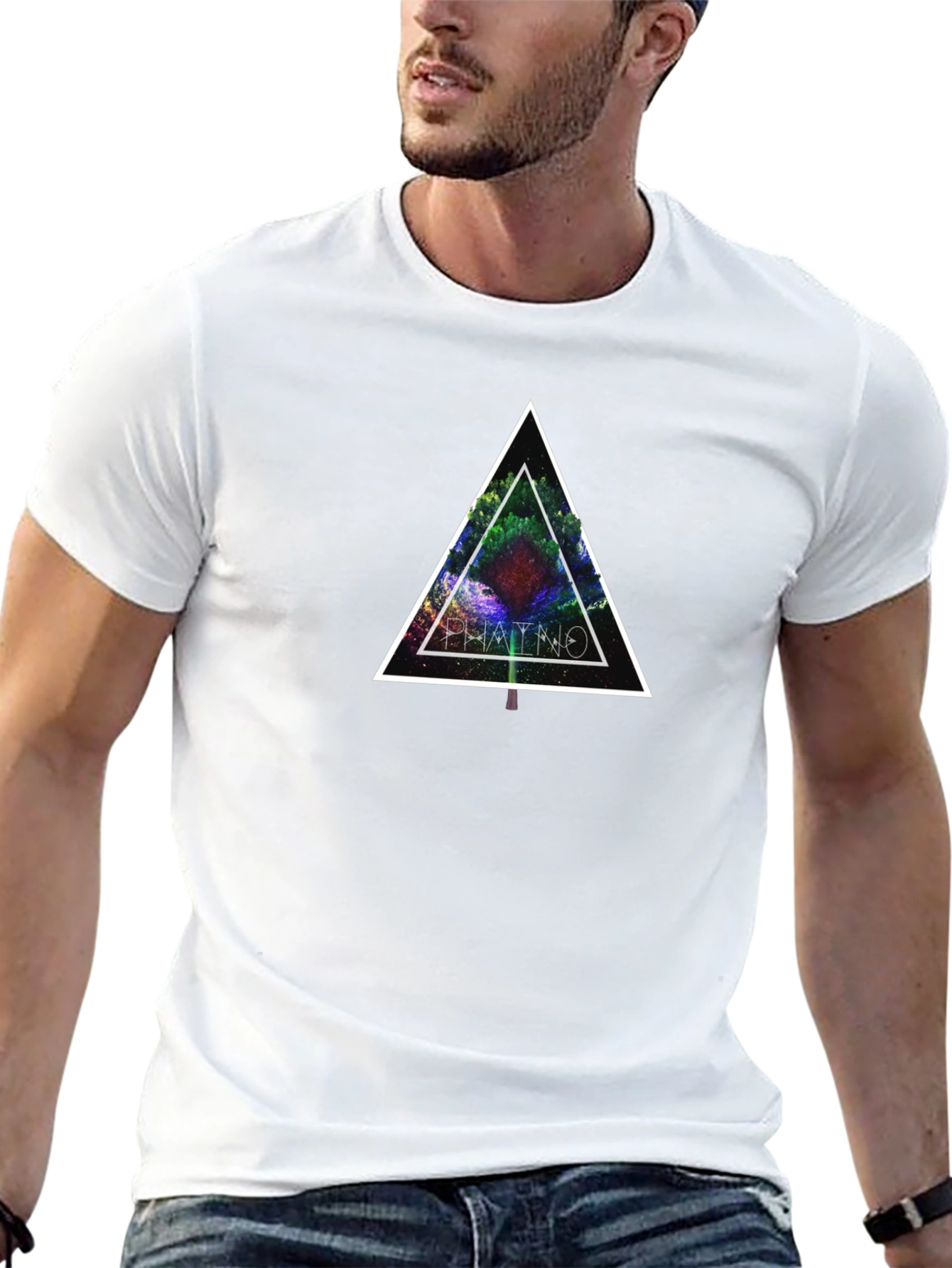 Geometric Tree Graphic Tee - Black Cotton Blend