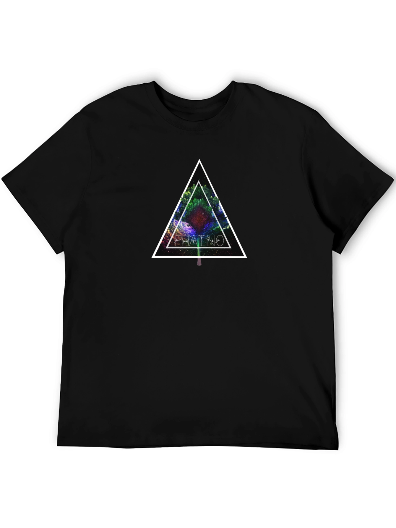 Geometric Tree Graphic Tee - Black Cotton Blend