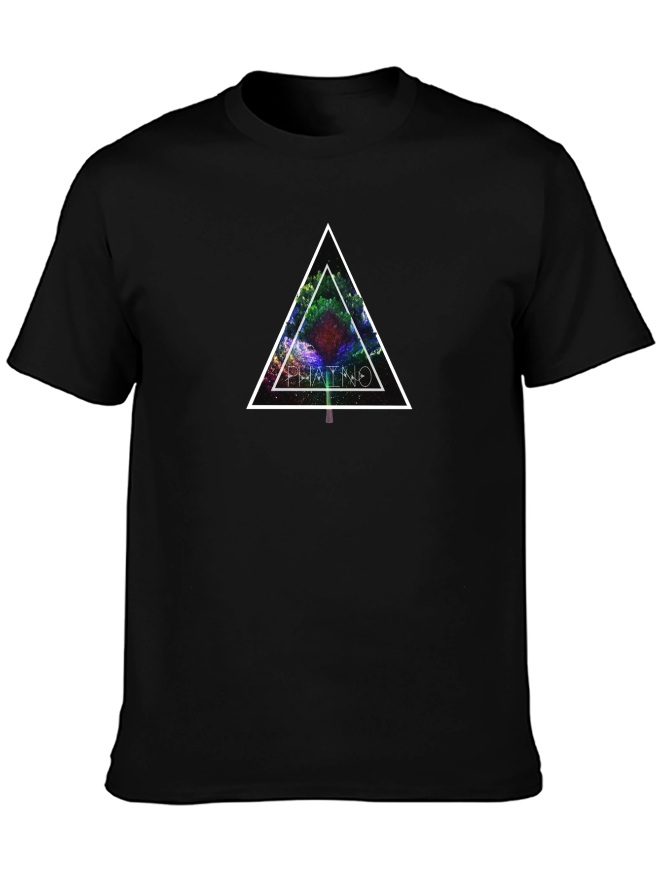 Geometric Tree Graphic Tee - Black Cotton Blend