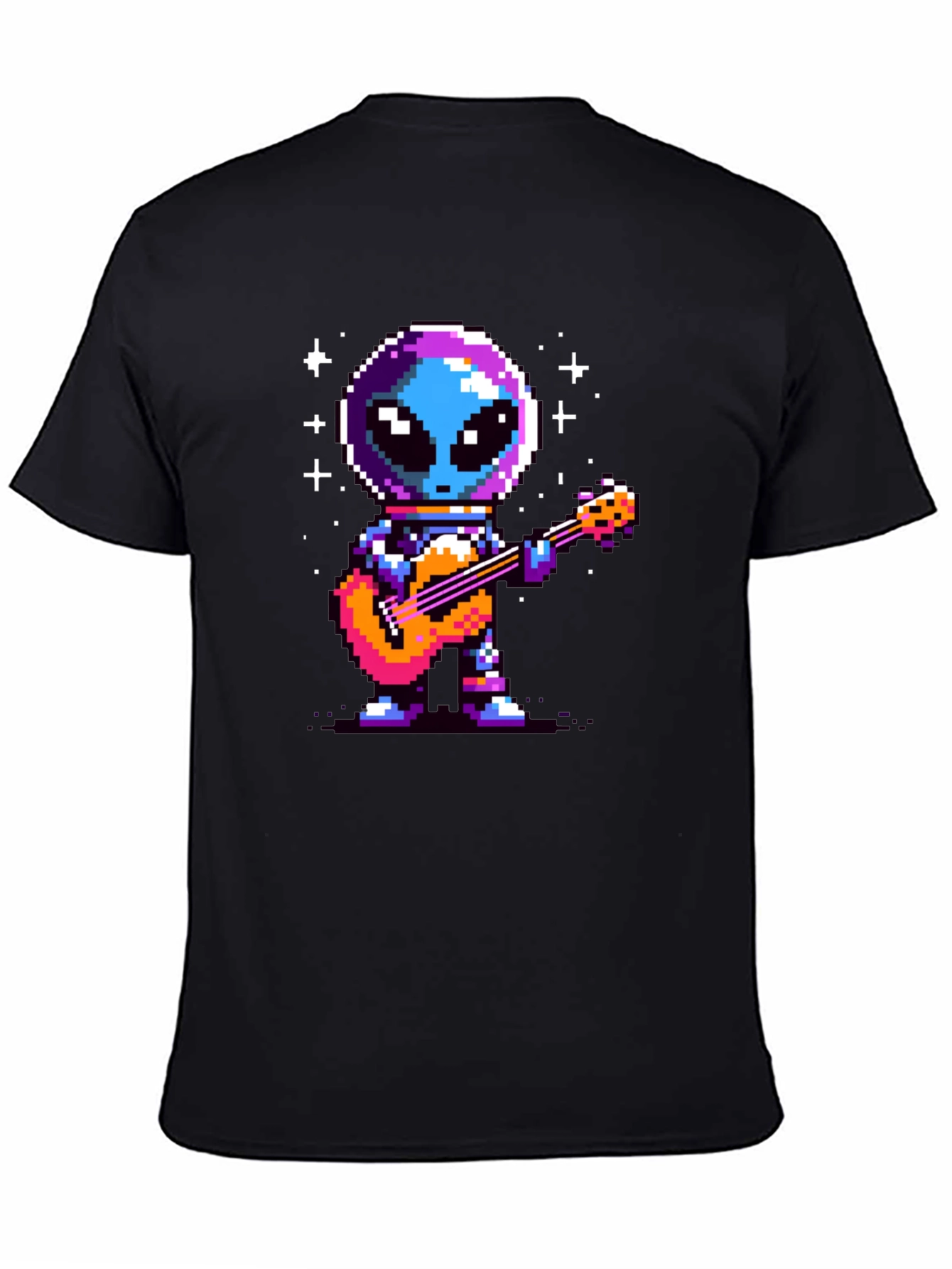 Pixel Alien Guitarist Black T-Shirt